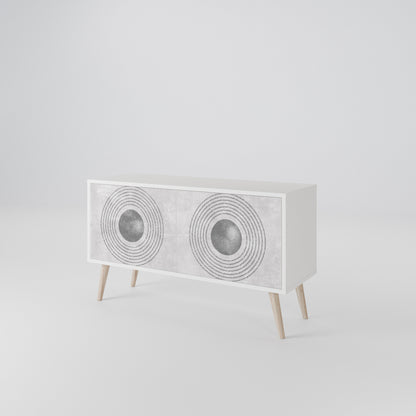 SOLID CIRCLES Kompakt TV-bänk med 2 dörrar