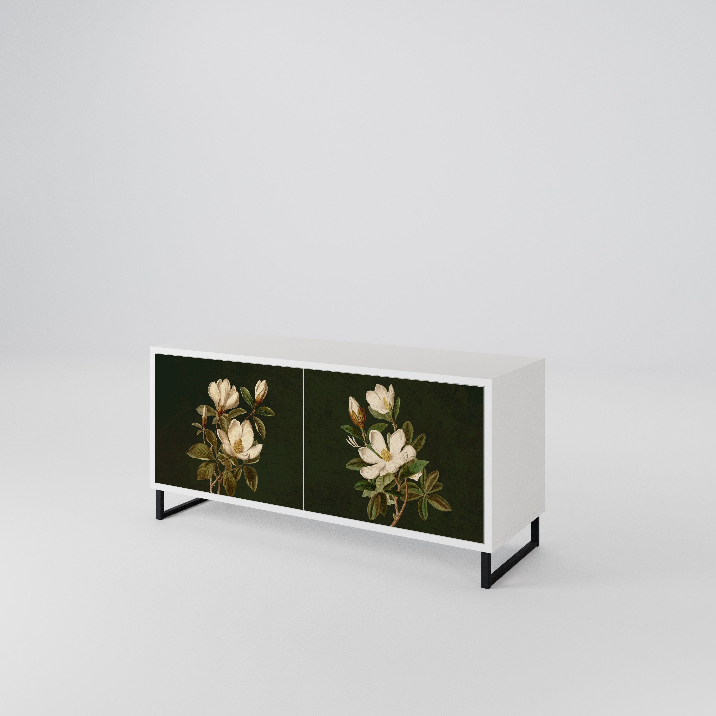 FLORAL NOIR Kompakt TV-bänk med 2 dörrar