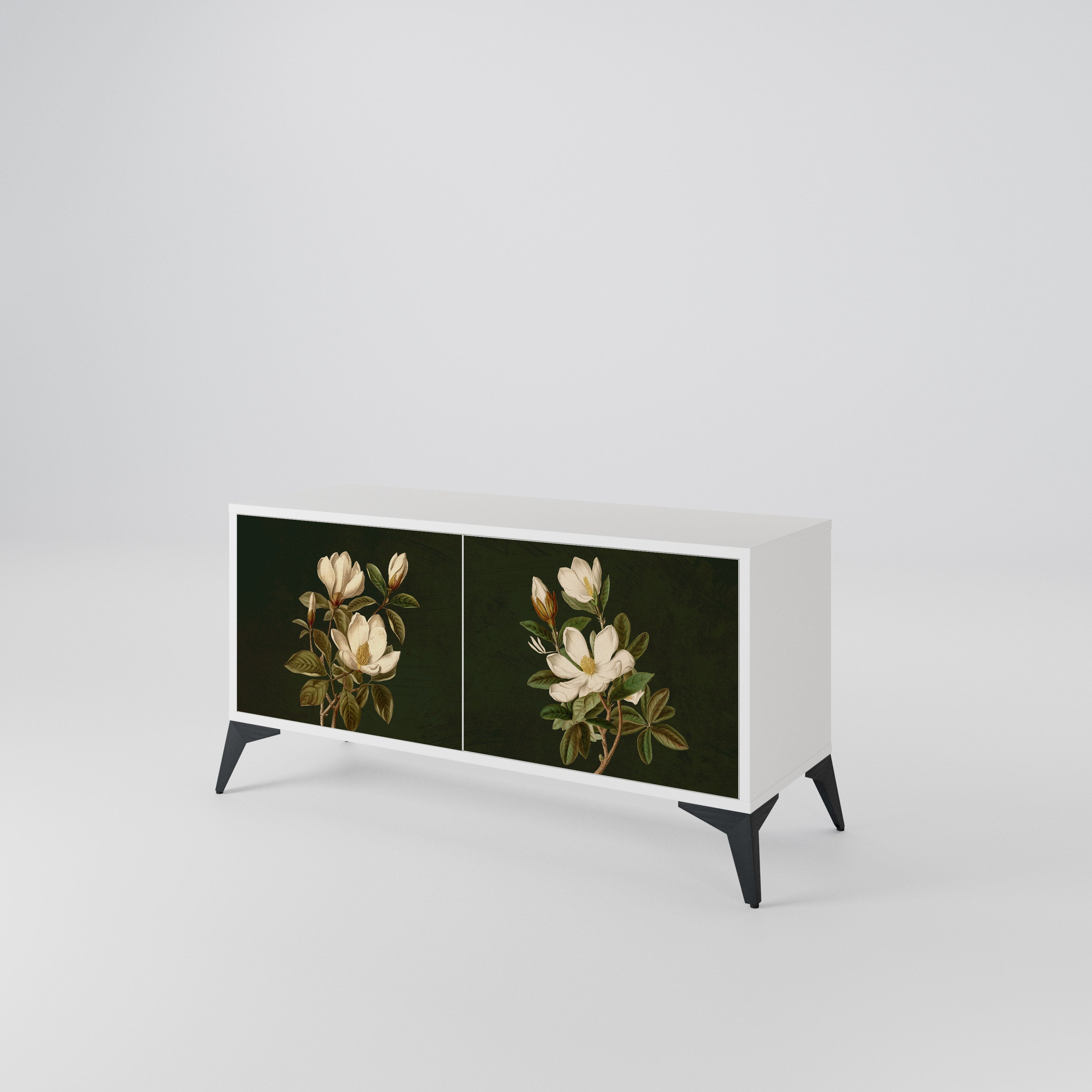 FLORAL NOIR Kompakt TV-bänk med 2 dörrar