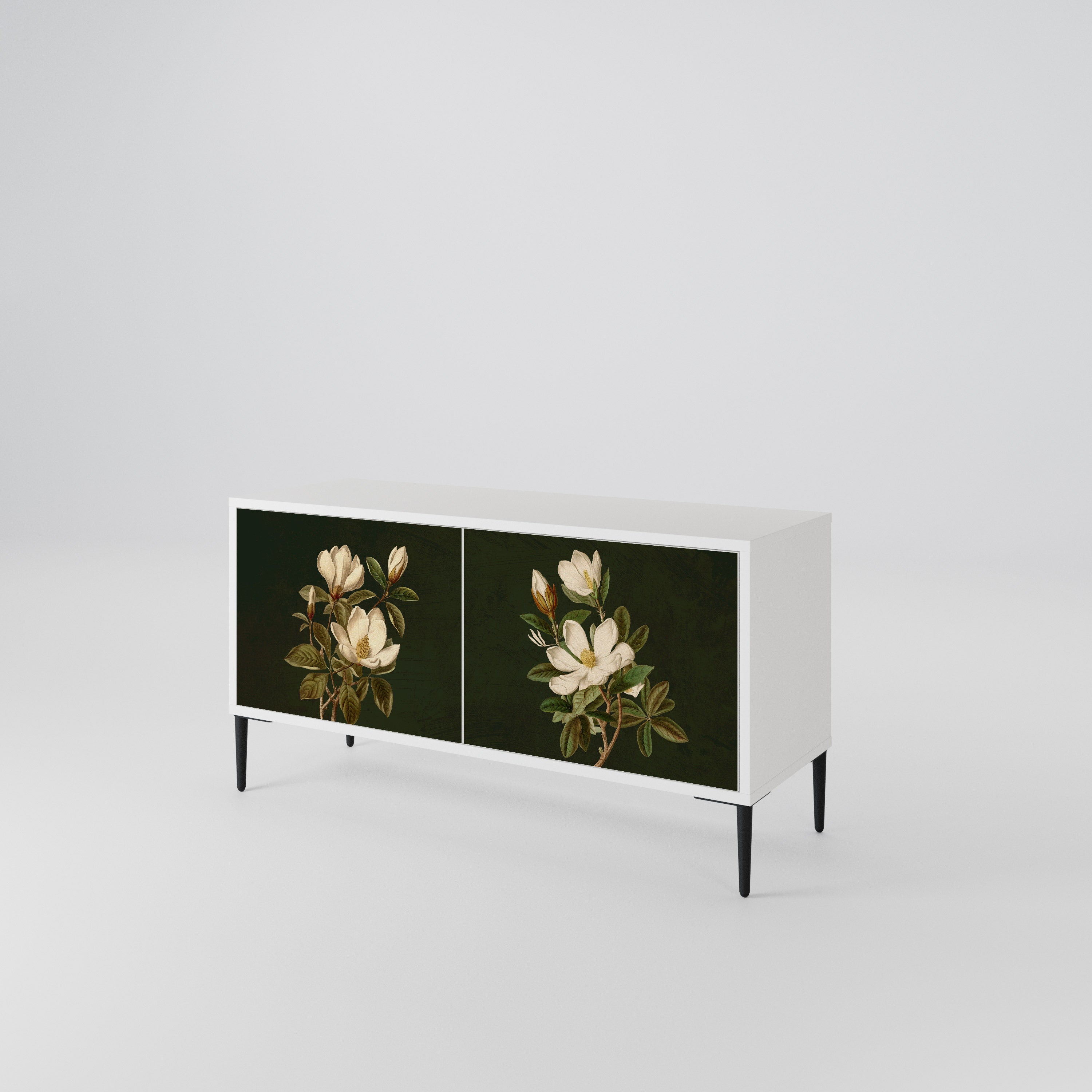 FLORAL NOIR Kompakt TV-bänk med 2 dörrar