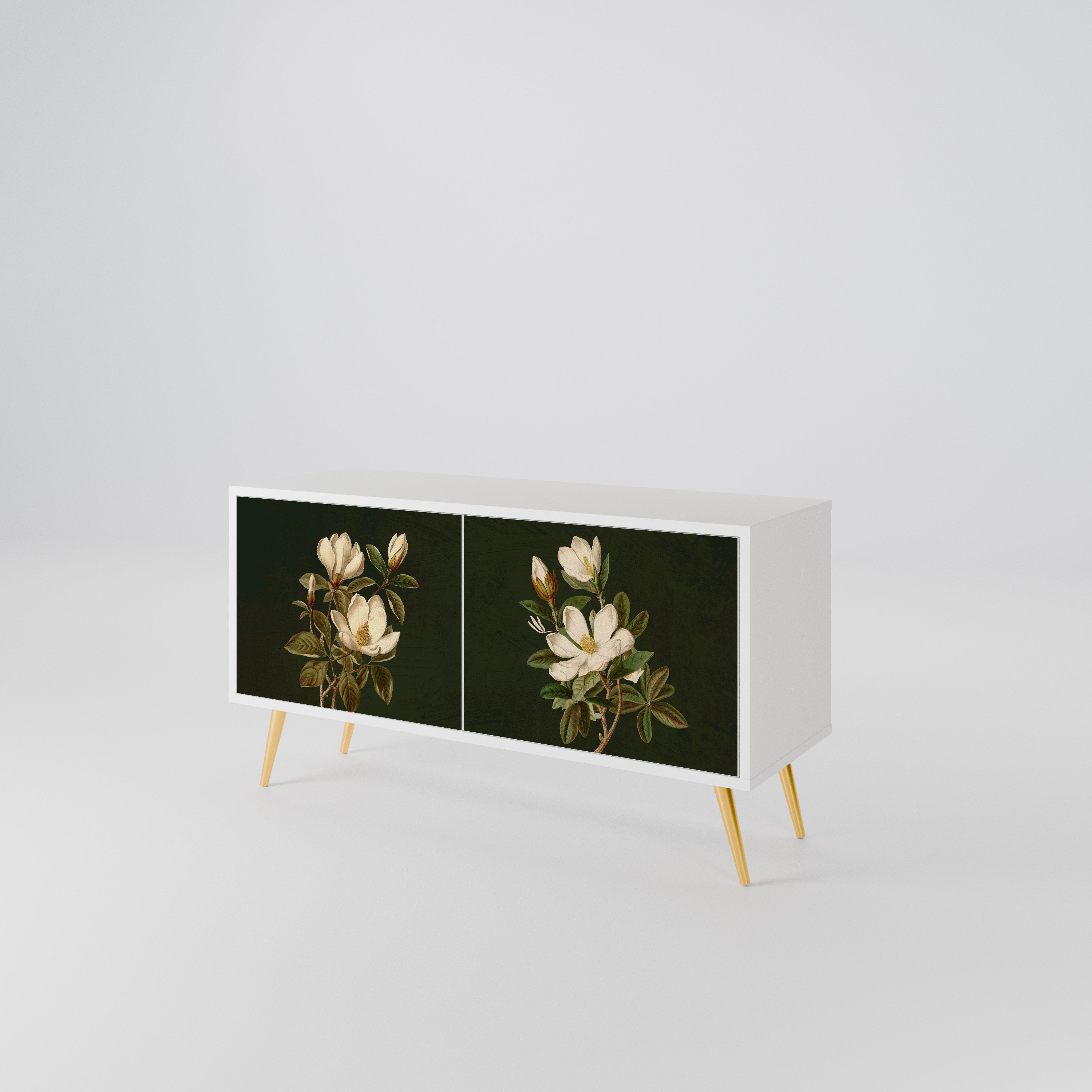 FLORAL NOIR Kompakt TV-bänk med 2 dörrar