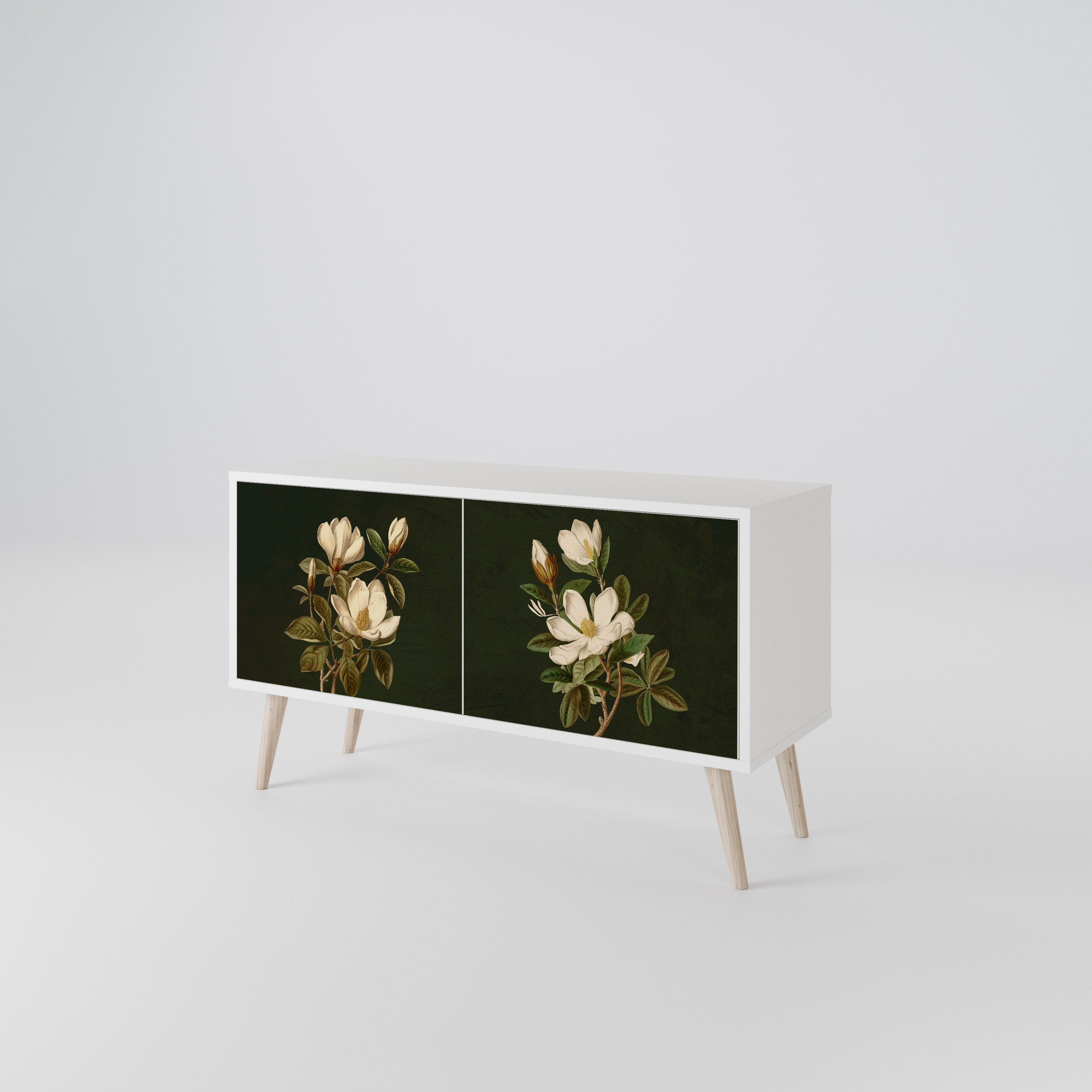 FLORAL NOIR Kompakt TV-bänk med 2 dörrar
