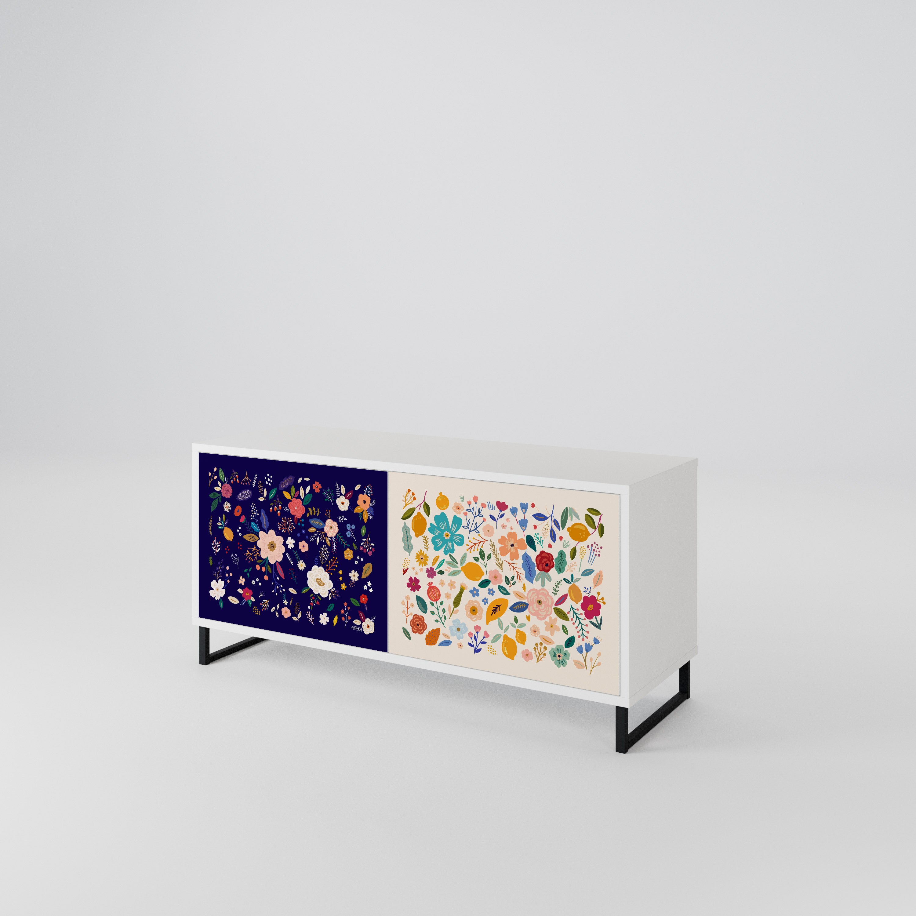 FLORAL COMBINATION Kompakt TV-bänk med 2 dörrar