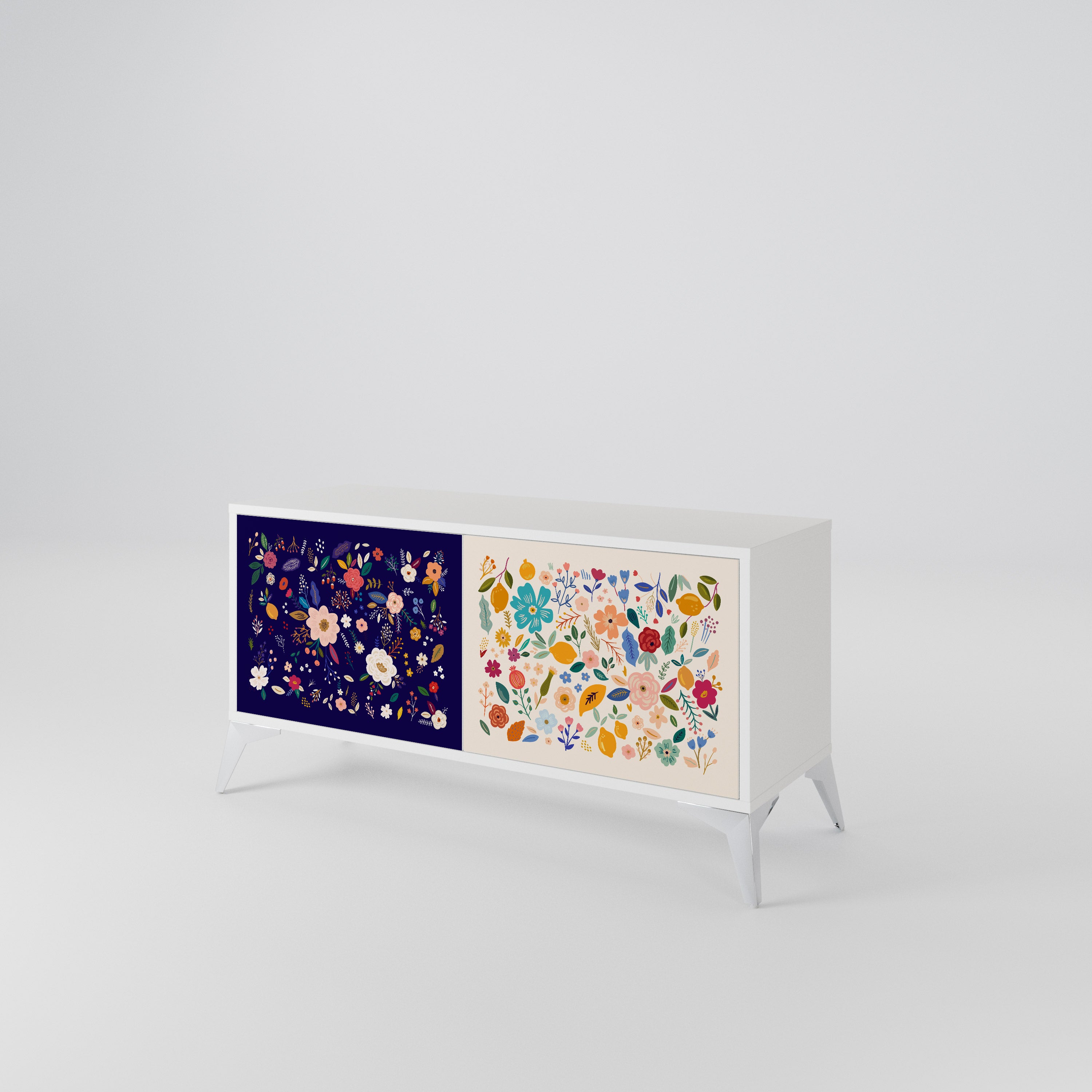 FLORAL COMBINATION Kompakt TV-bänk med 2 dörrar