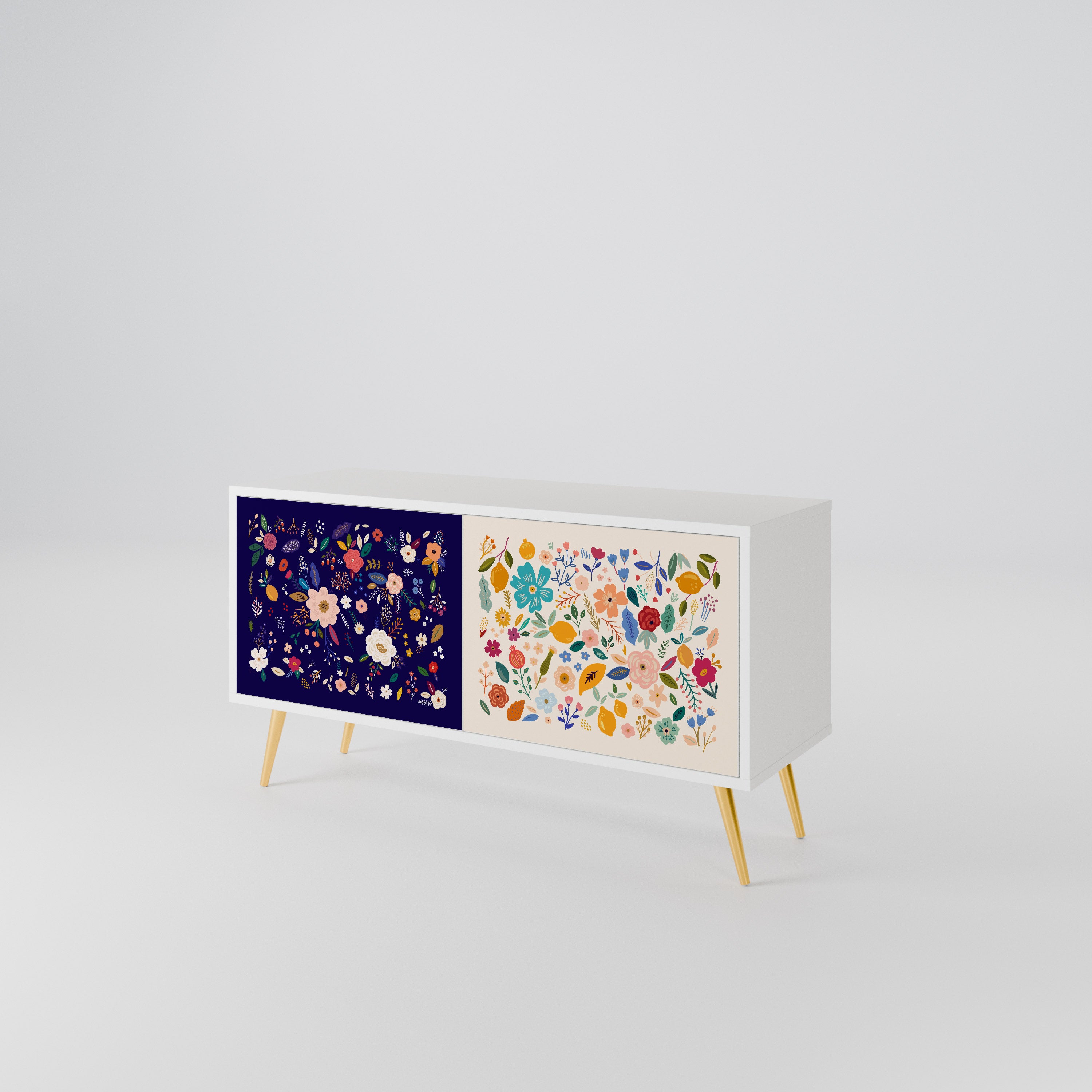 FLORAL COMBINATION Kompakt TV-bänk med 2 dörrar