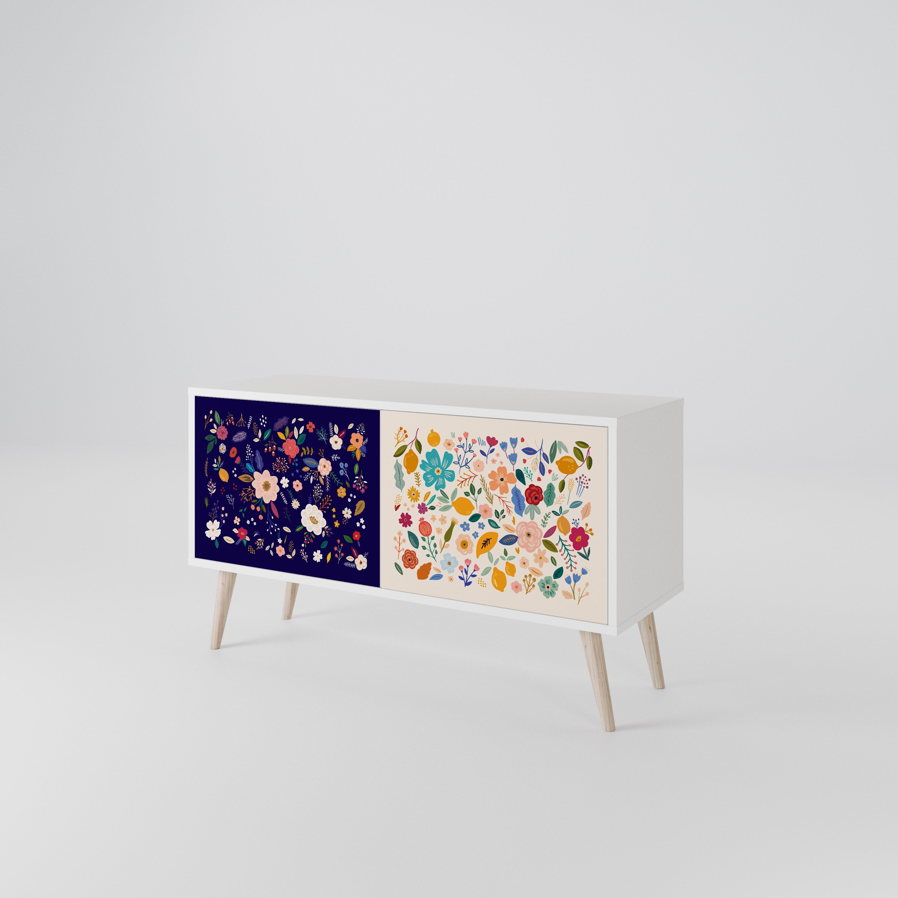 FLORAL COMBINATION Kompakt TV-bänk med 2 dörrar