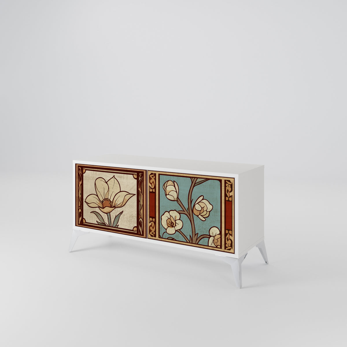TIMELESS FLORA Kompakt TV-bänk med 2 dörrar