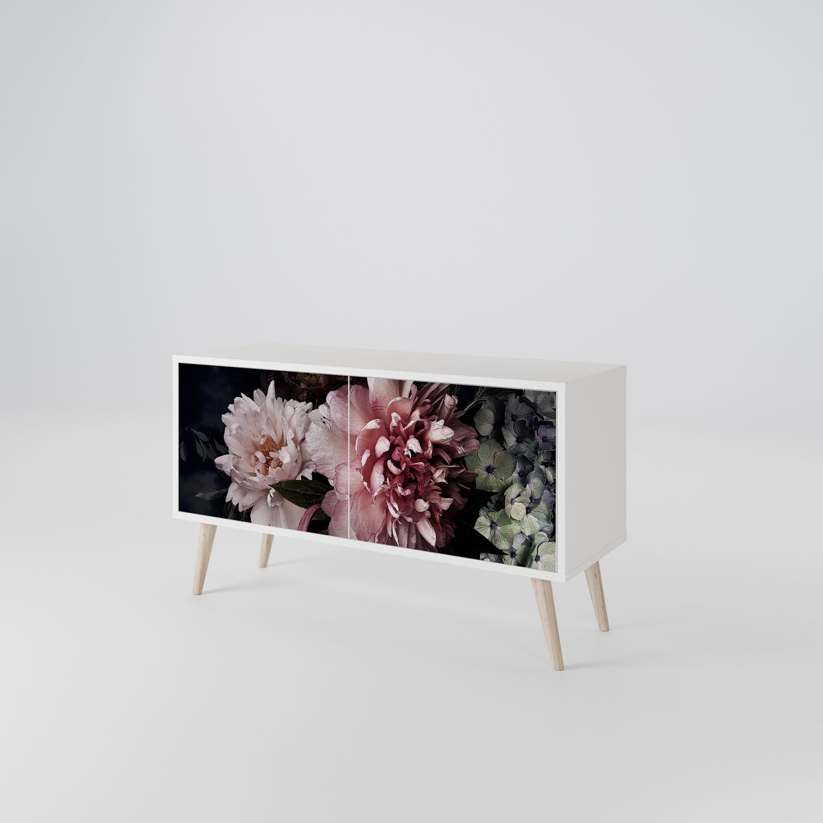 PURE BLOSSOM Kompakt TV-bänk med 2 dörrar