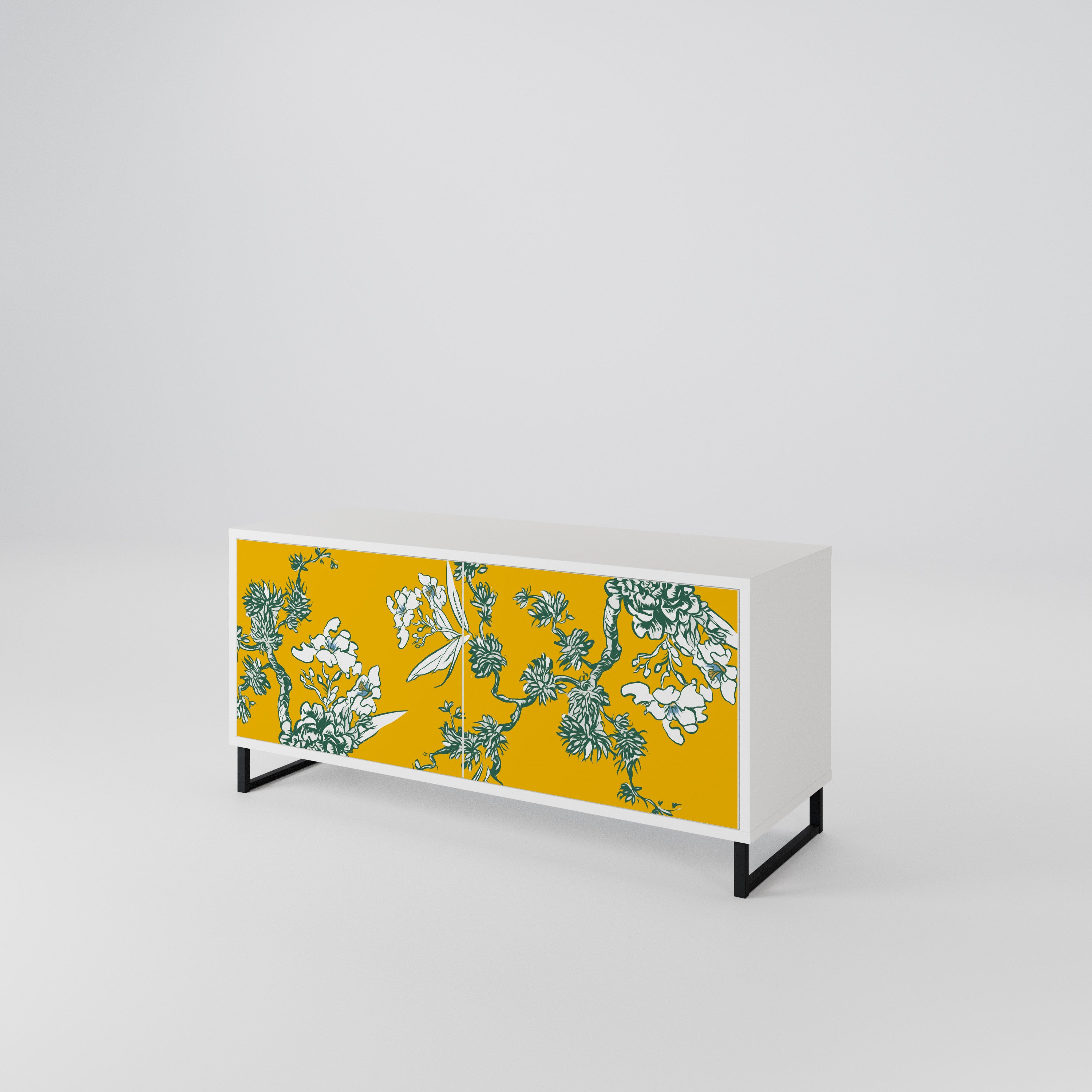 YELLOW CHINOISERIE Kompakt TV-bänk med 2 dörrar
