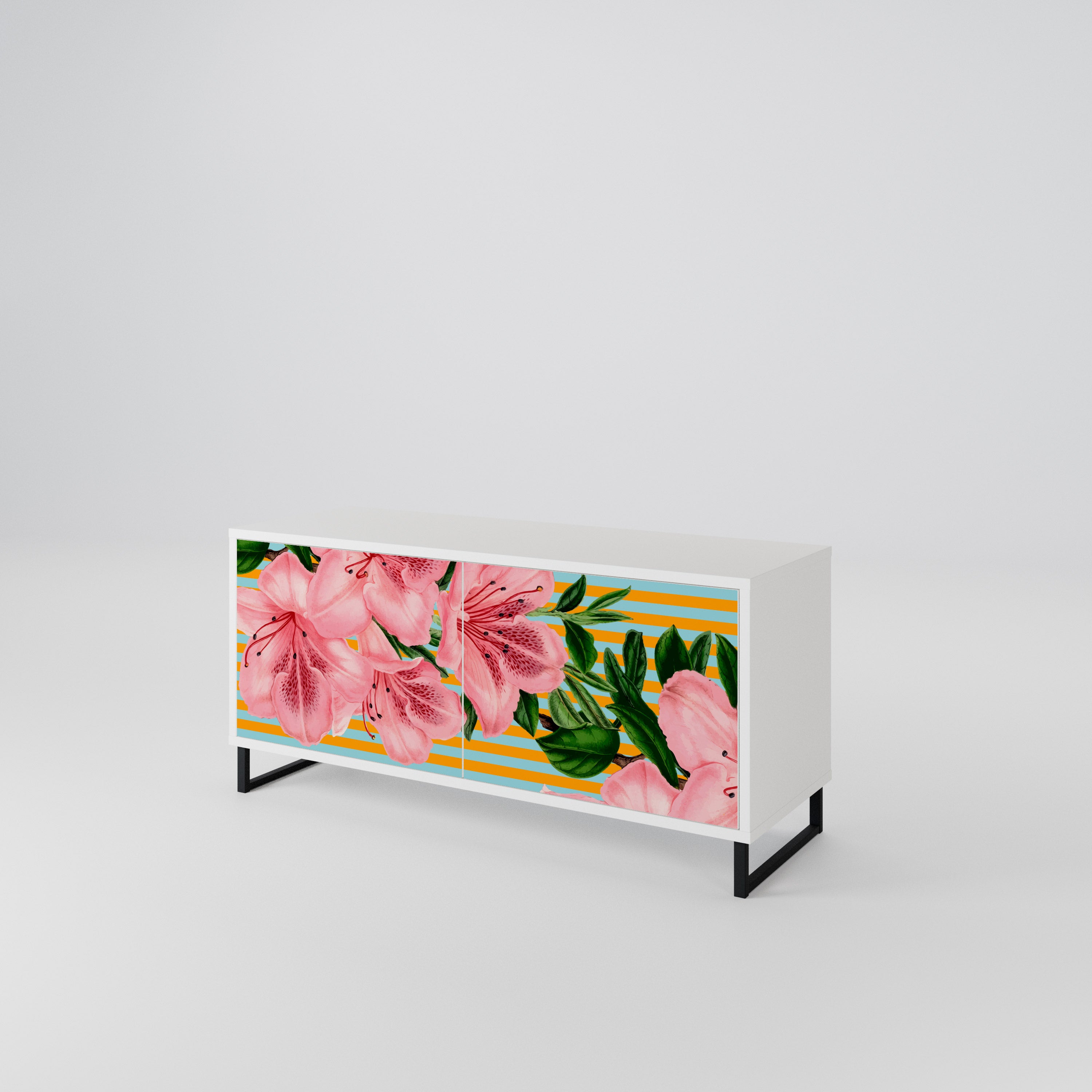 FRAGILE BEAUTY Kompakt TV-bänk med 2 dörrar
