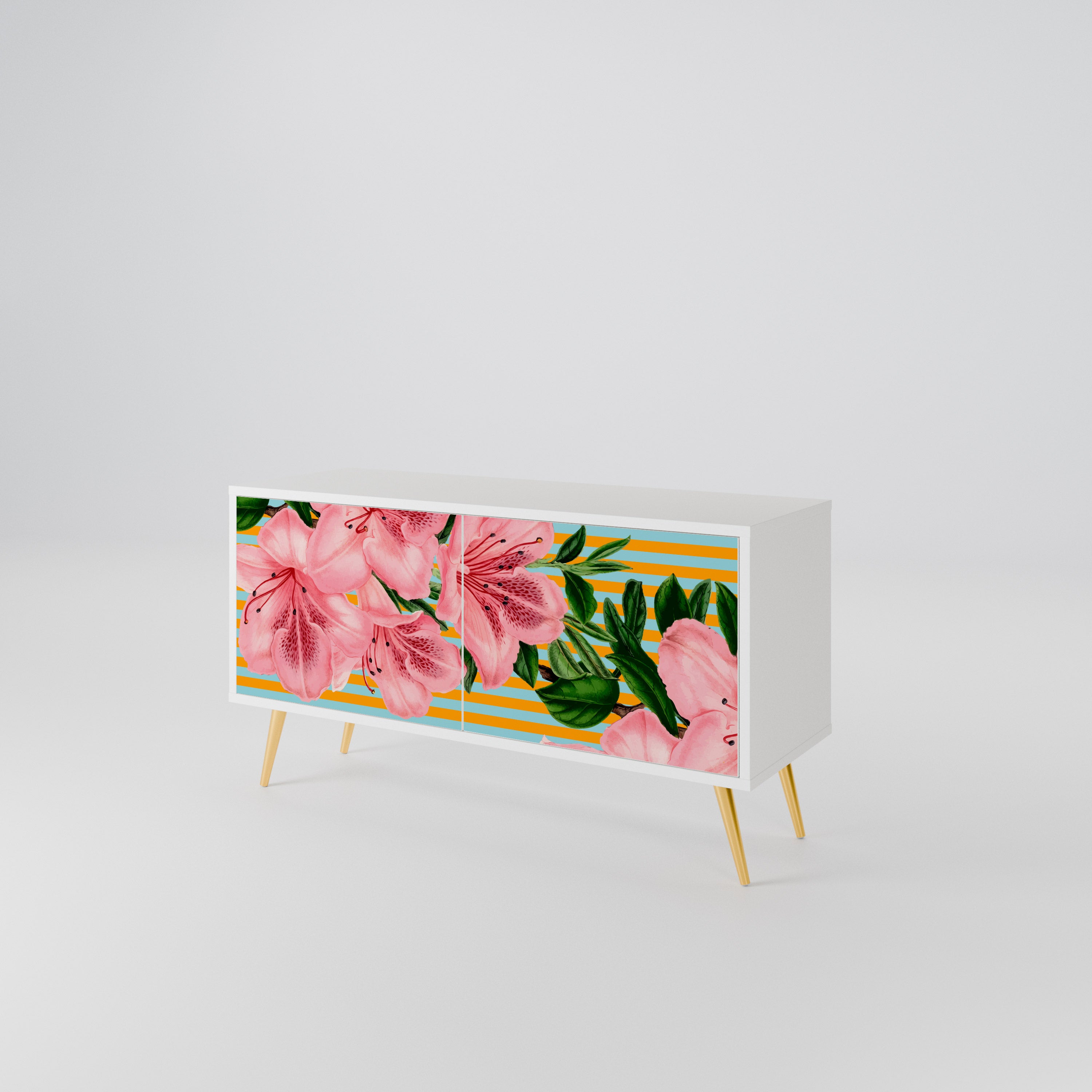 FRAGILE BEAUTY Kompakt TV-bänk med 2 dörrar