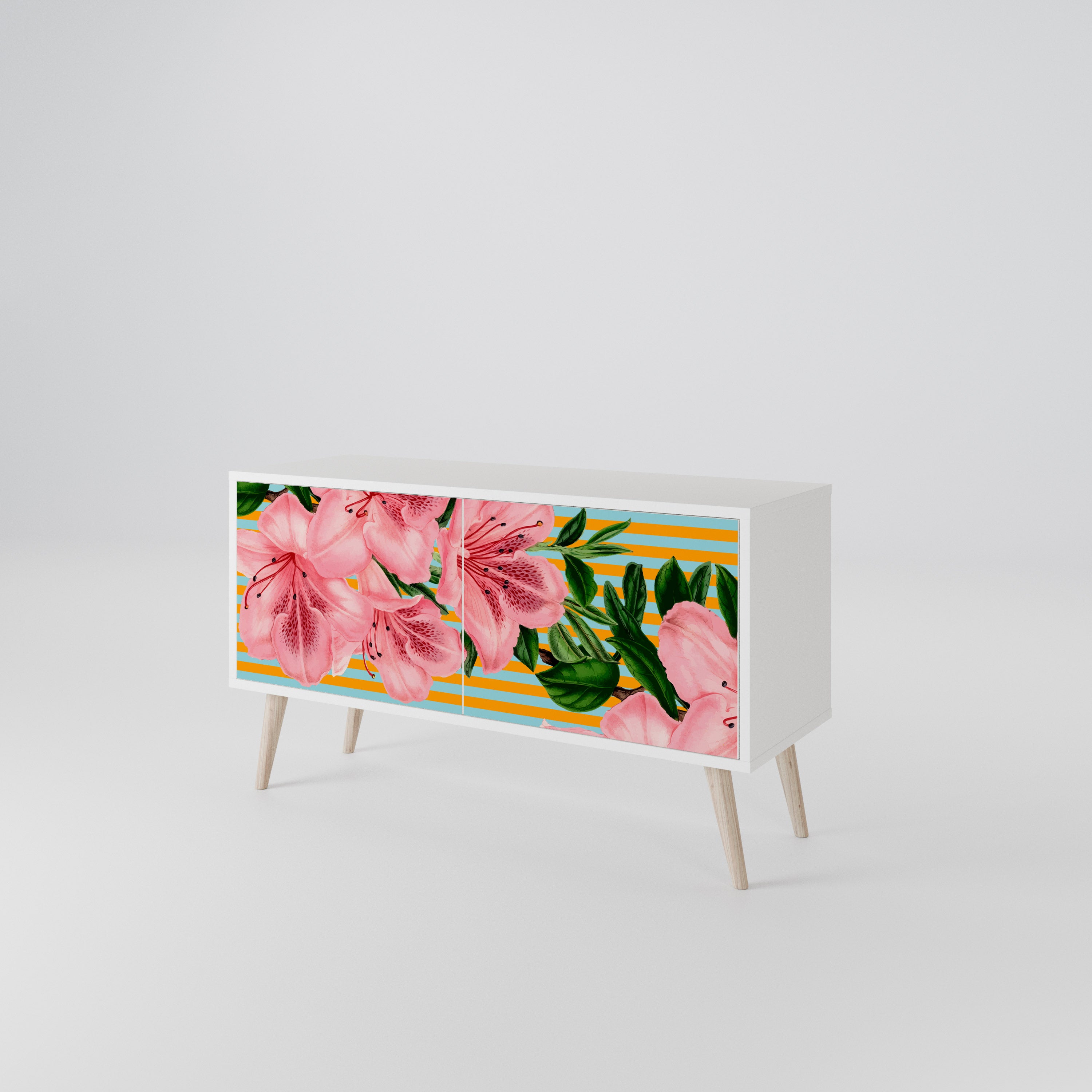 FRAGILE BEAUTY Kompakt TV-bänk med 2 dörrar