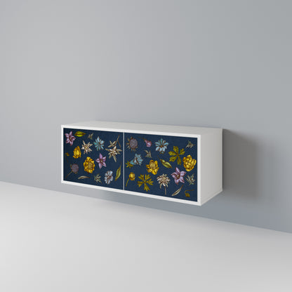 FLOWERS ON NAVY BLUE Kompakt TV-bänk med 2 dörrar