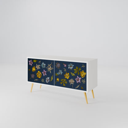 FLOWERS ON NAVY BLUE Kompakt TV-bänk med 2 dörrar