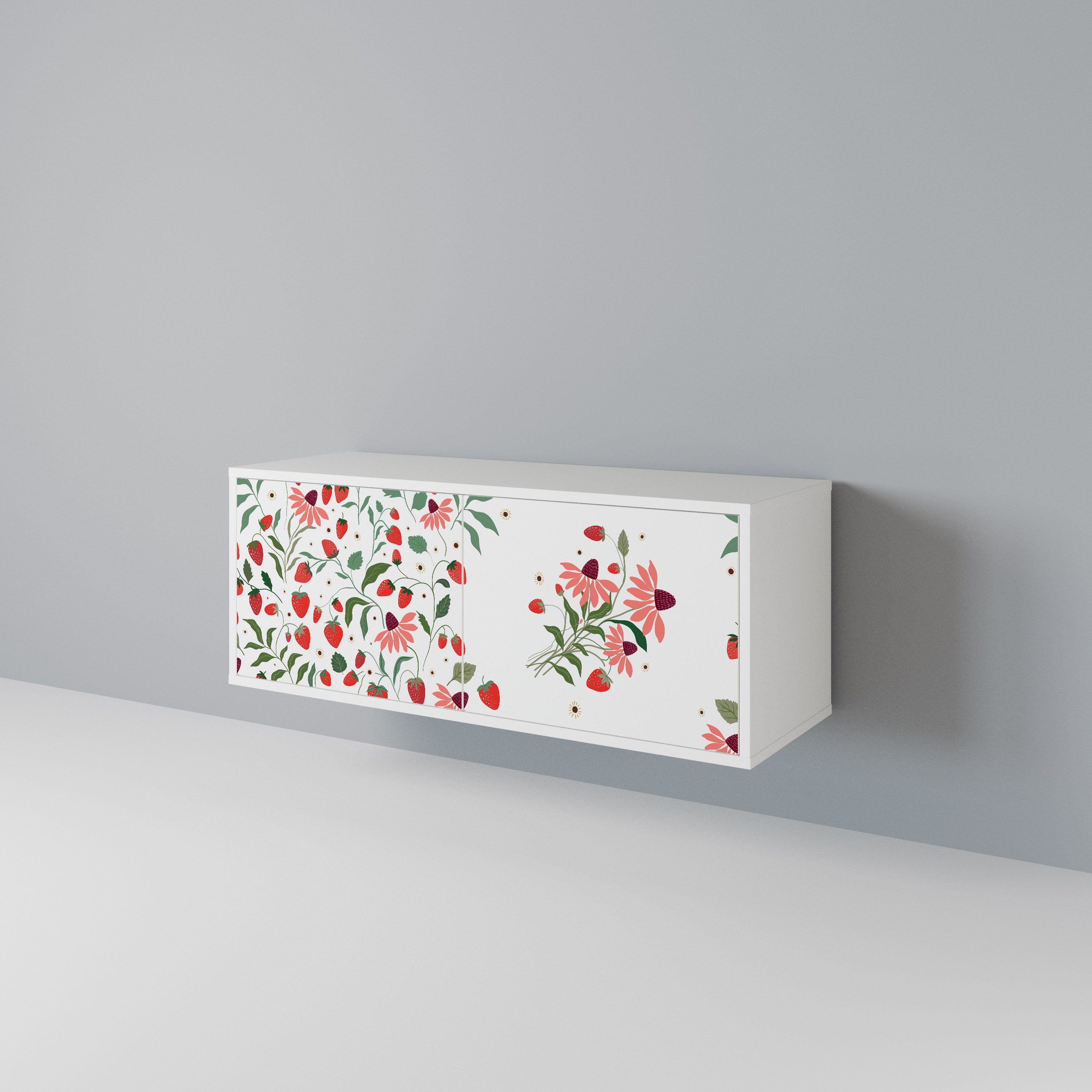 FLOWERS AND STRAWBERRIES Kompakt TV-bänk med 2 dörrar