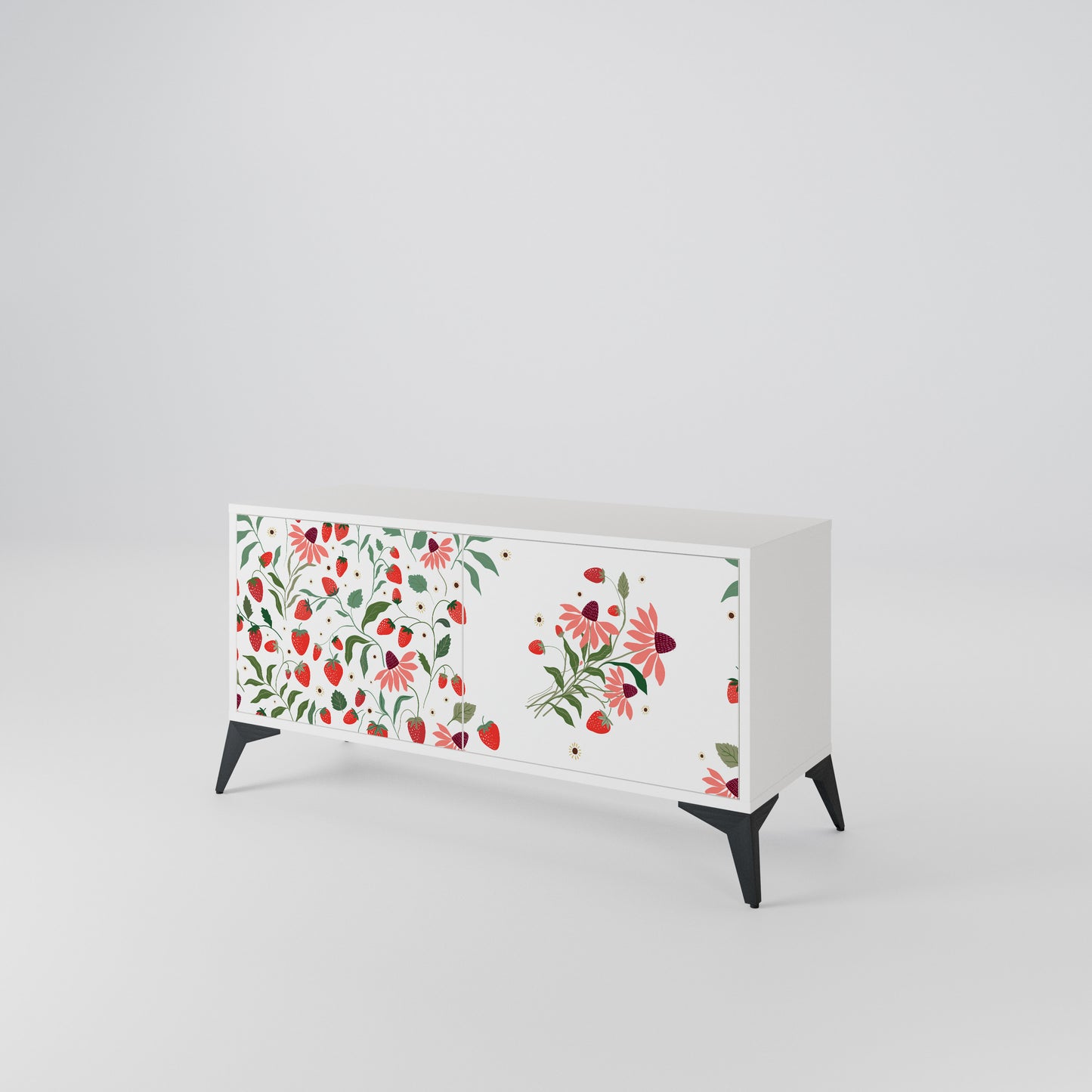 FLOWERS AND STRAWBERRIES Kompakt TV-bänk med 2 dörrar