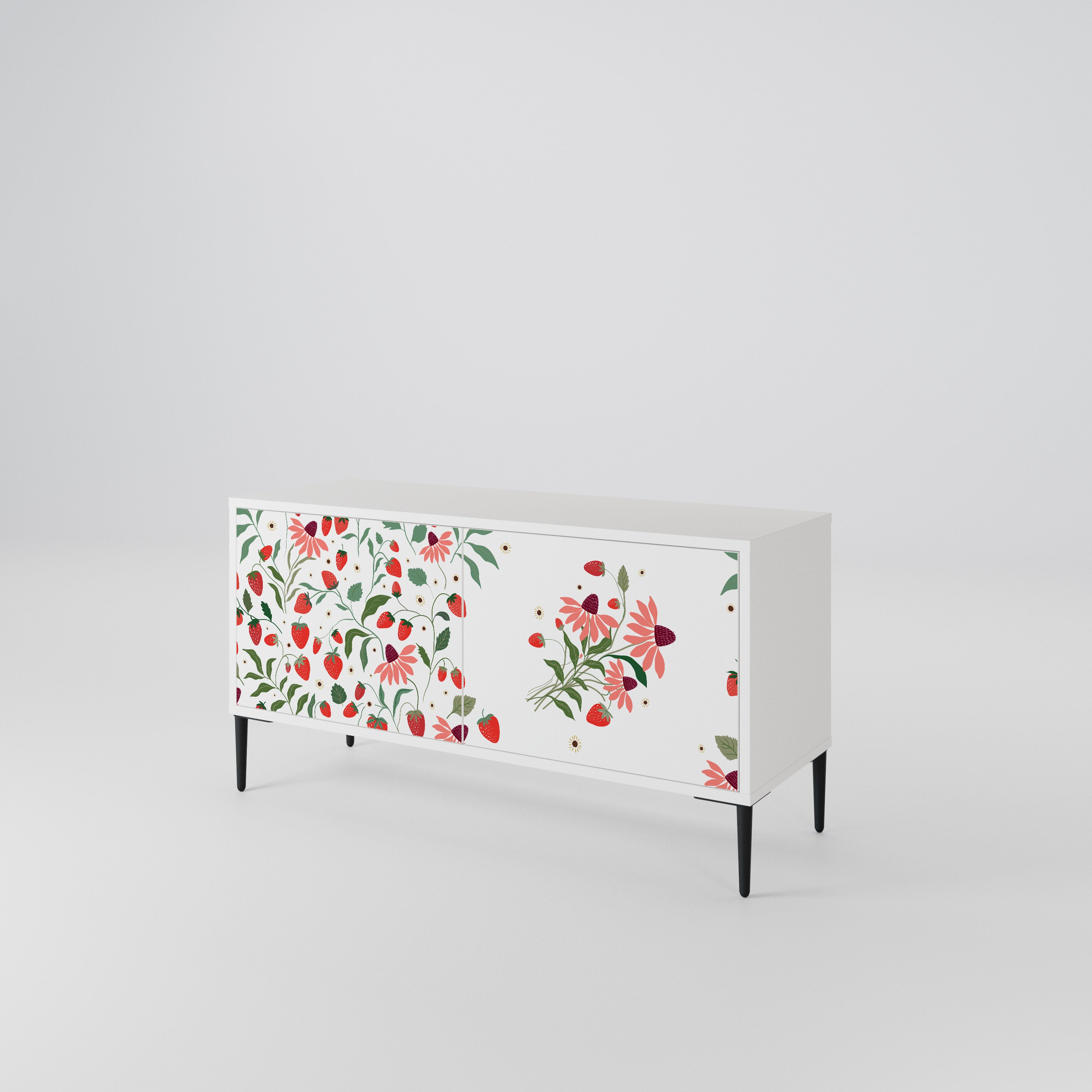 FLOWERS AND STRAWBERRIES Kompakt TV-bänk med 2 dörrar