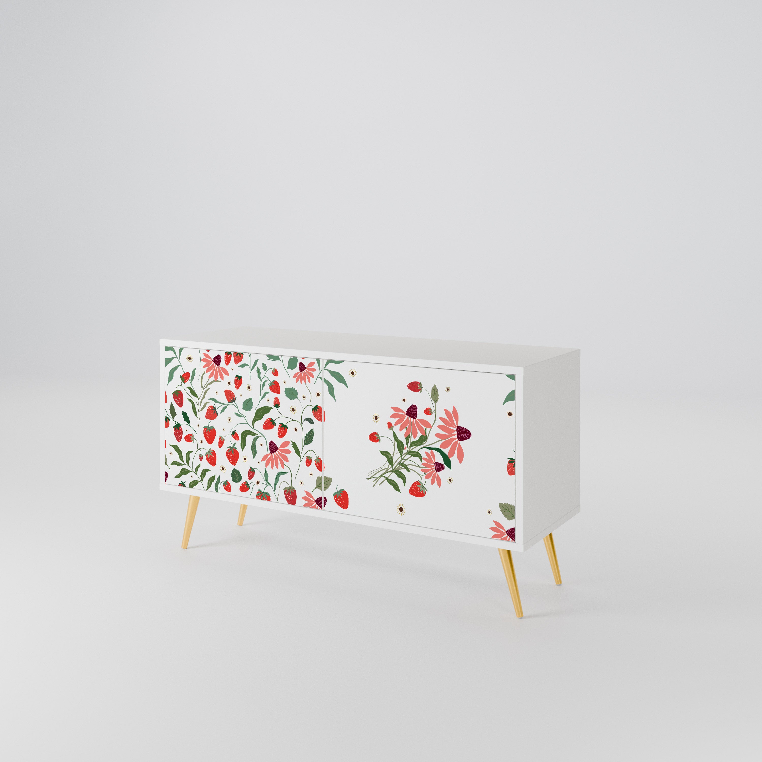 FLOWERS AND STRAWBERRIES Kompakt TV-bänk med 2 dörrar