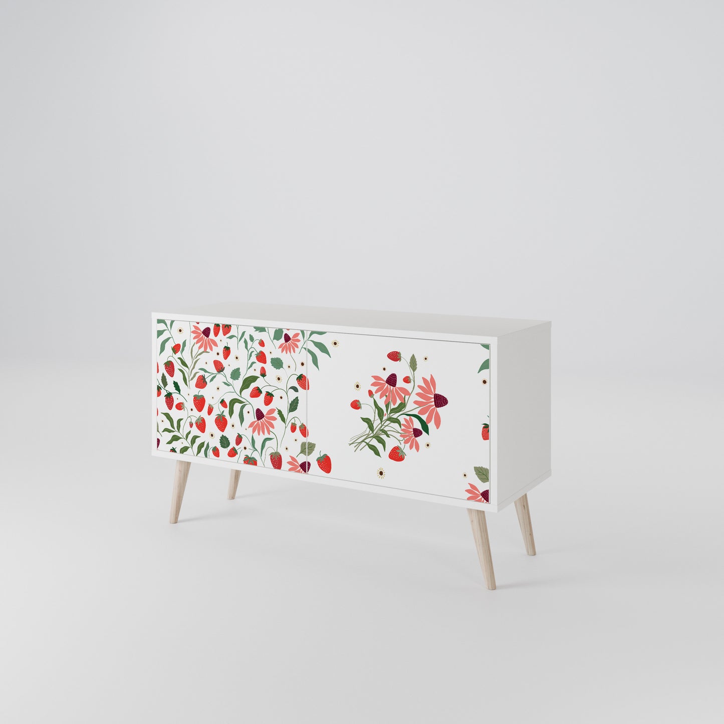 FLOWERS AND STRAWBERRIES Kompakt TV-bänk med 2 dörrar
