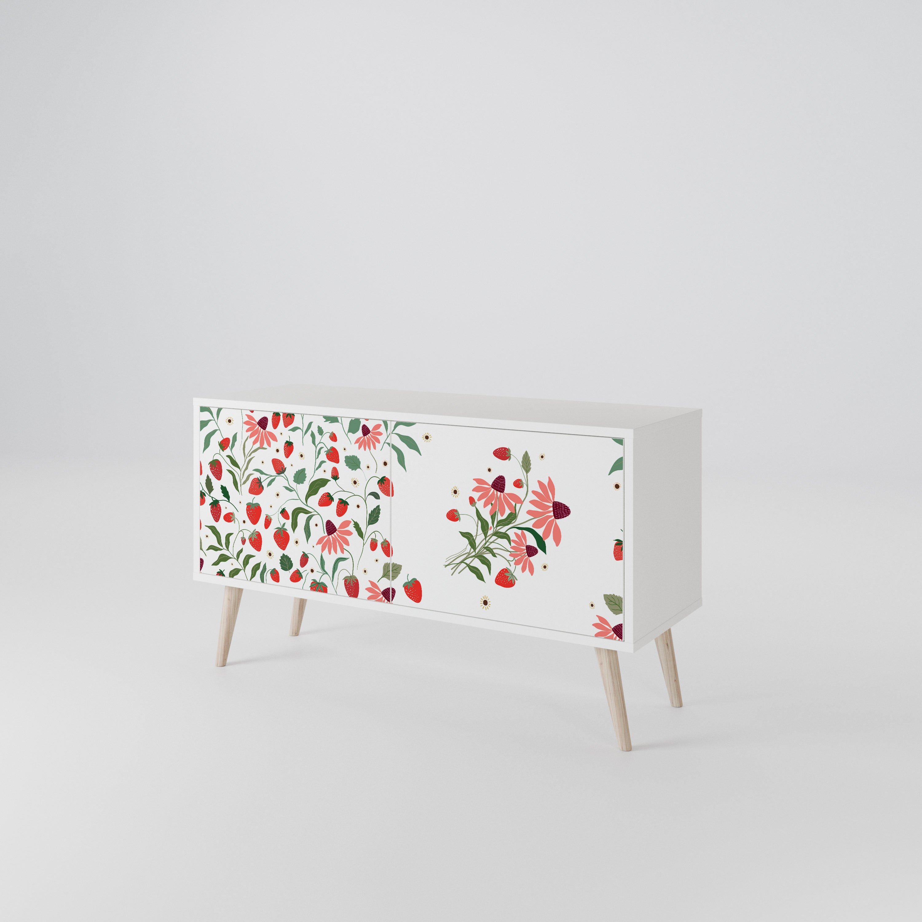 FLOWERS AND STRAWBERRIES Kompakt TV-bänk med 2 dörrar