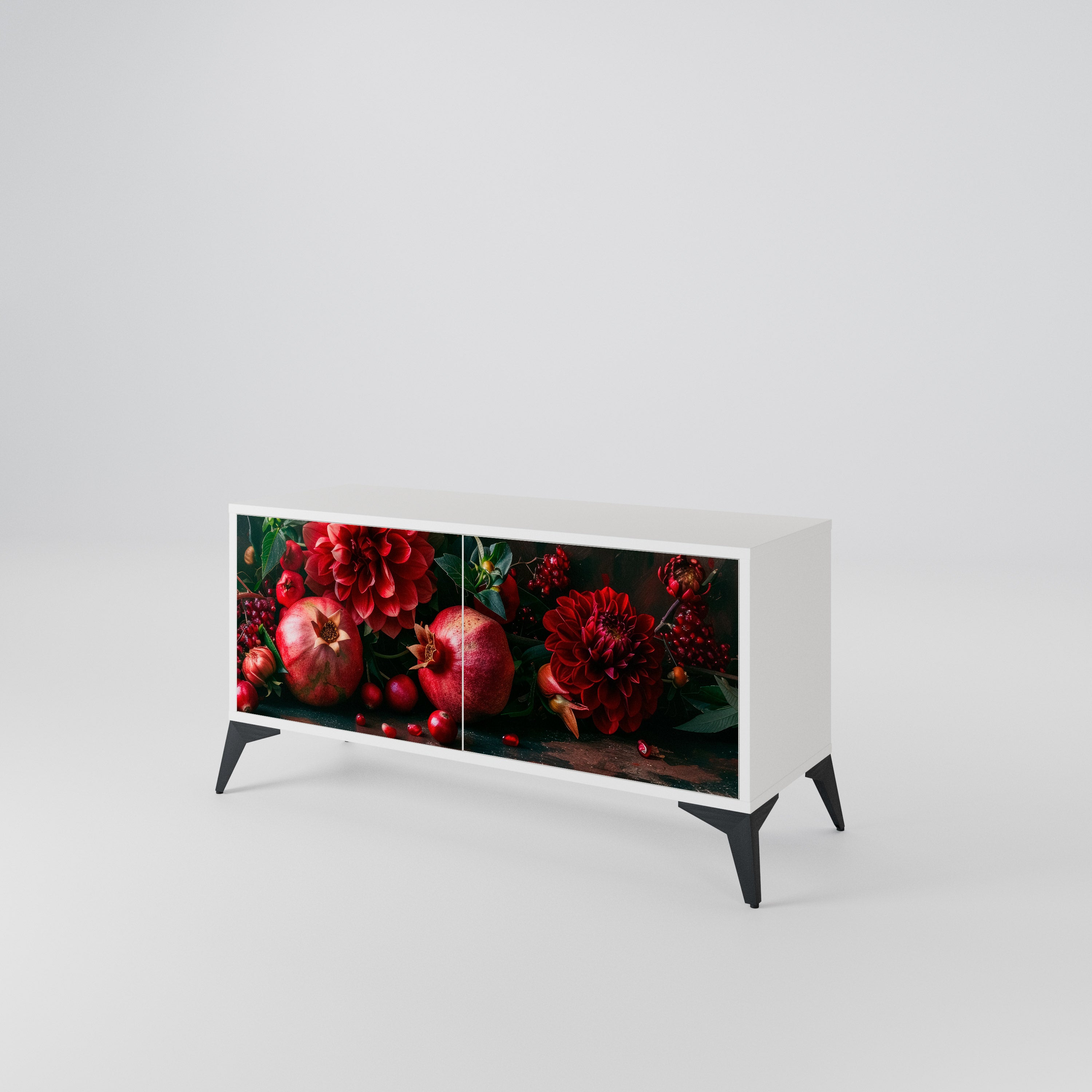 DAHLIAS AND POMEGRANATES Kompakt TV-bänk med 2 dörrar