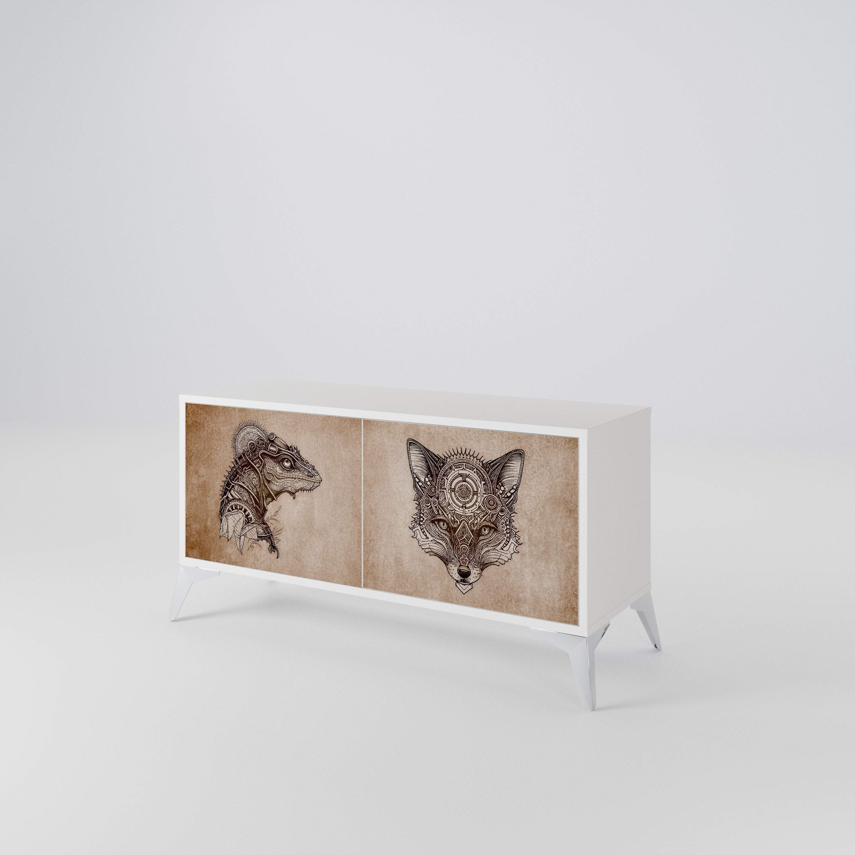 STEAMPUNK CLAN Kompakt TV-bänk med 2 dörrar