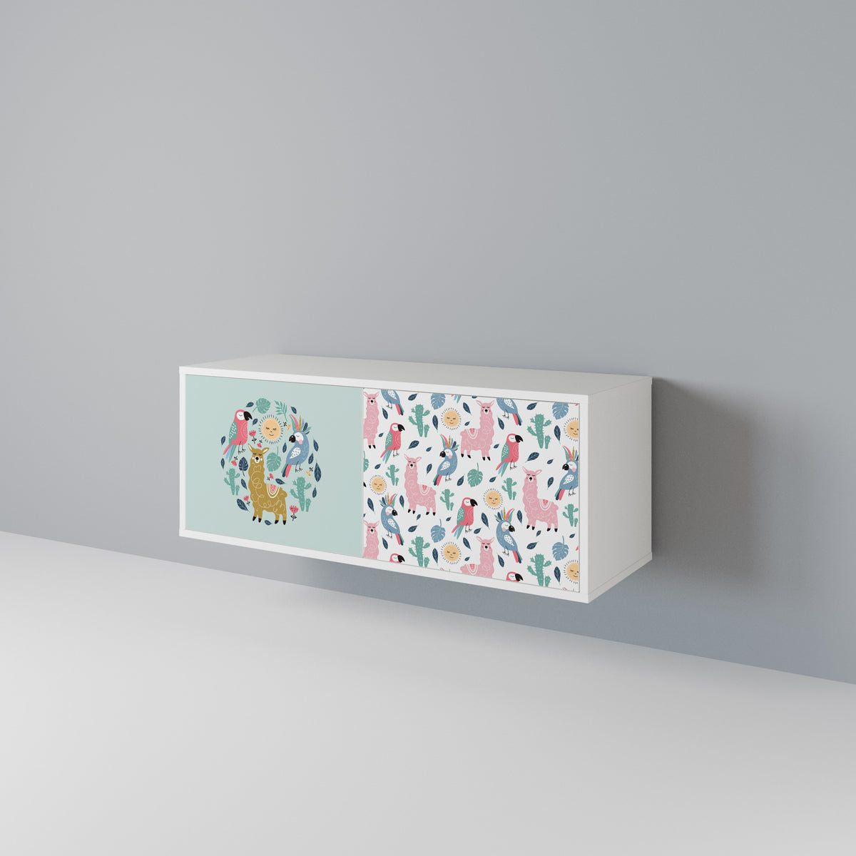COLORFUL ALPACAS Kompakt TV-bänk med 2 dörrar