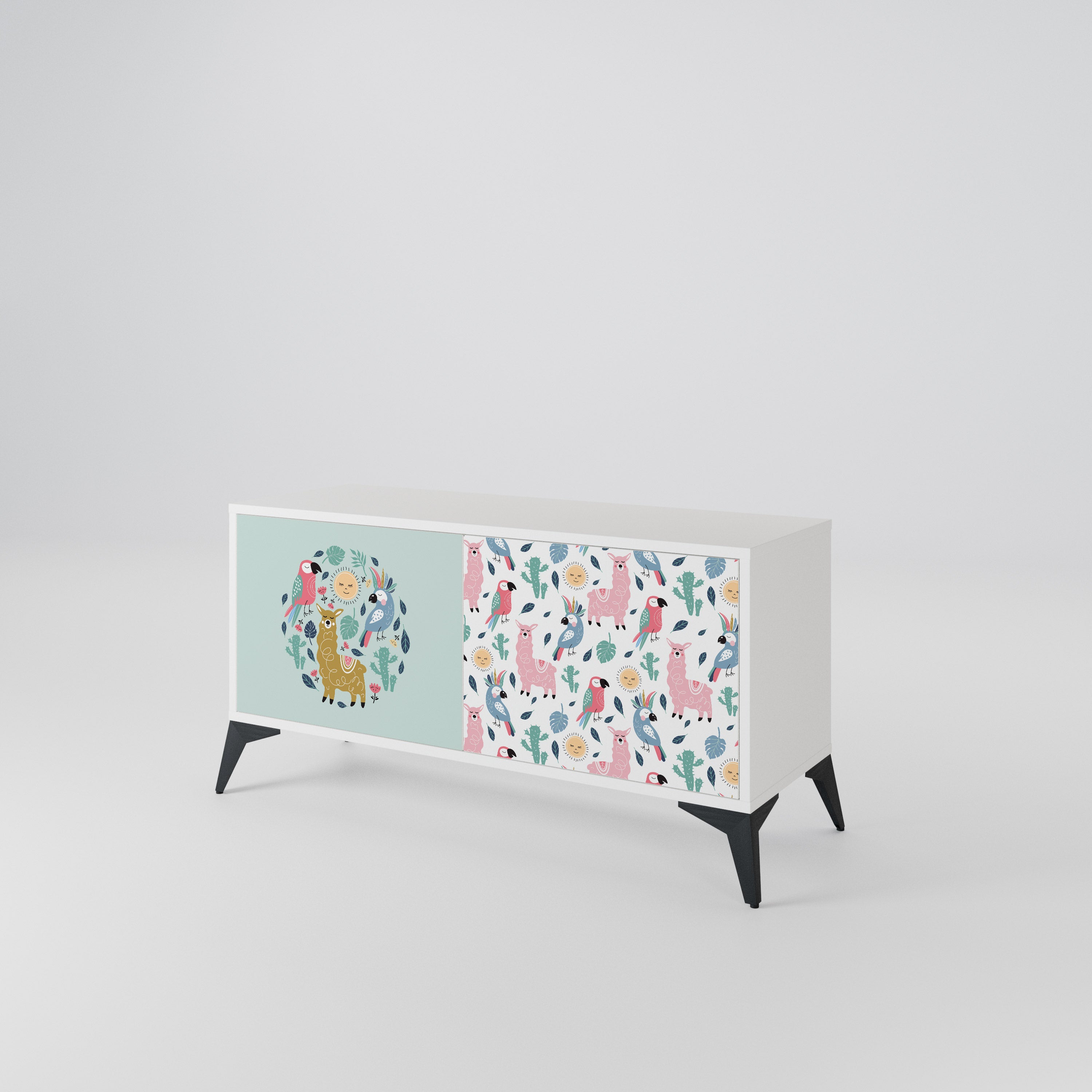 COLORFUL ALPACAS Kompakt TV-bänk med 2 dörrar