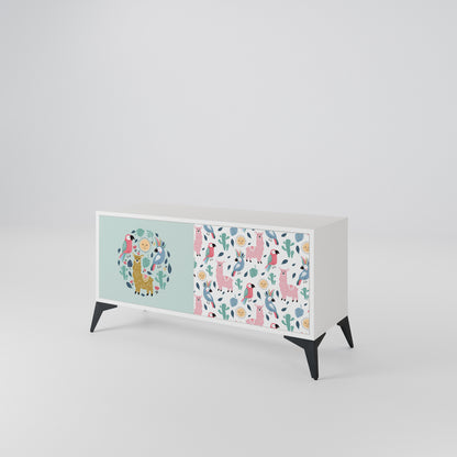 COLORFUL ALPACAS Kompakt TV-bänk med 2 dörrar