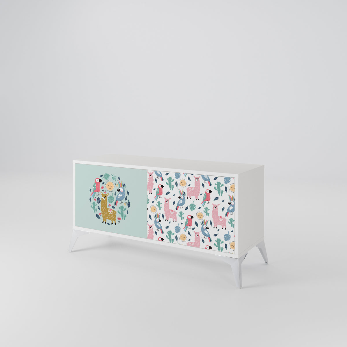 COLORFUL ALPACAS Kompakt TV-bänk med 2 dörrar