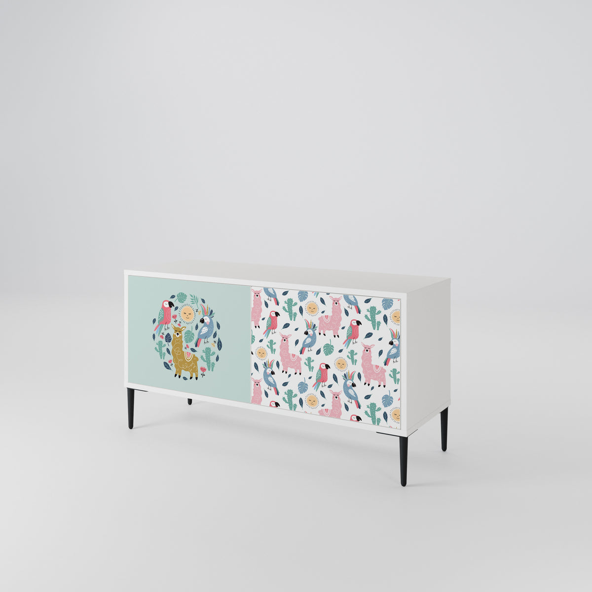 COLORFUL ALPACAS Kompakt TV-bänk med 2 dörrar