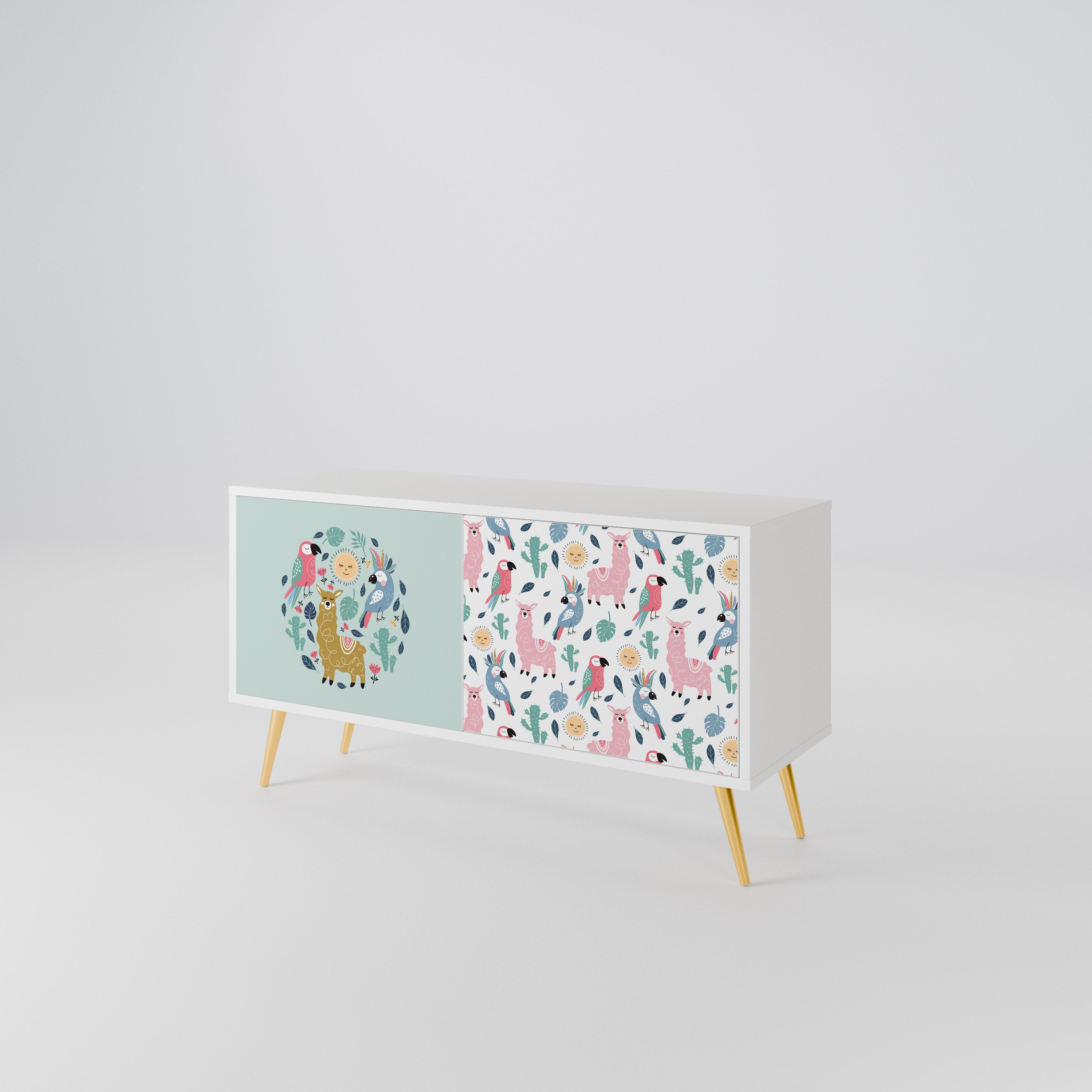COLORFUL ALPACAS Kompakt TV-bänk med 2 dörrar