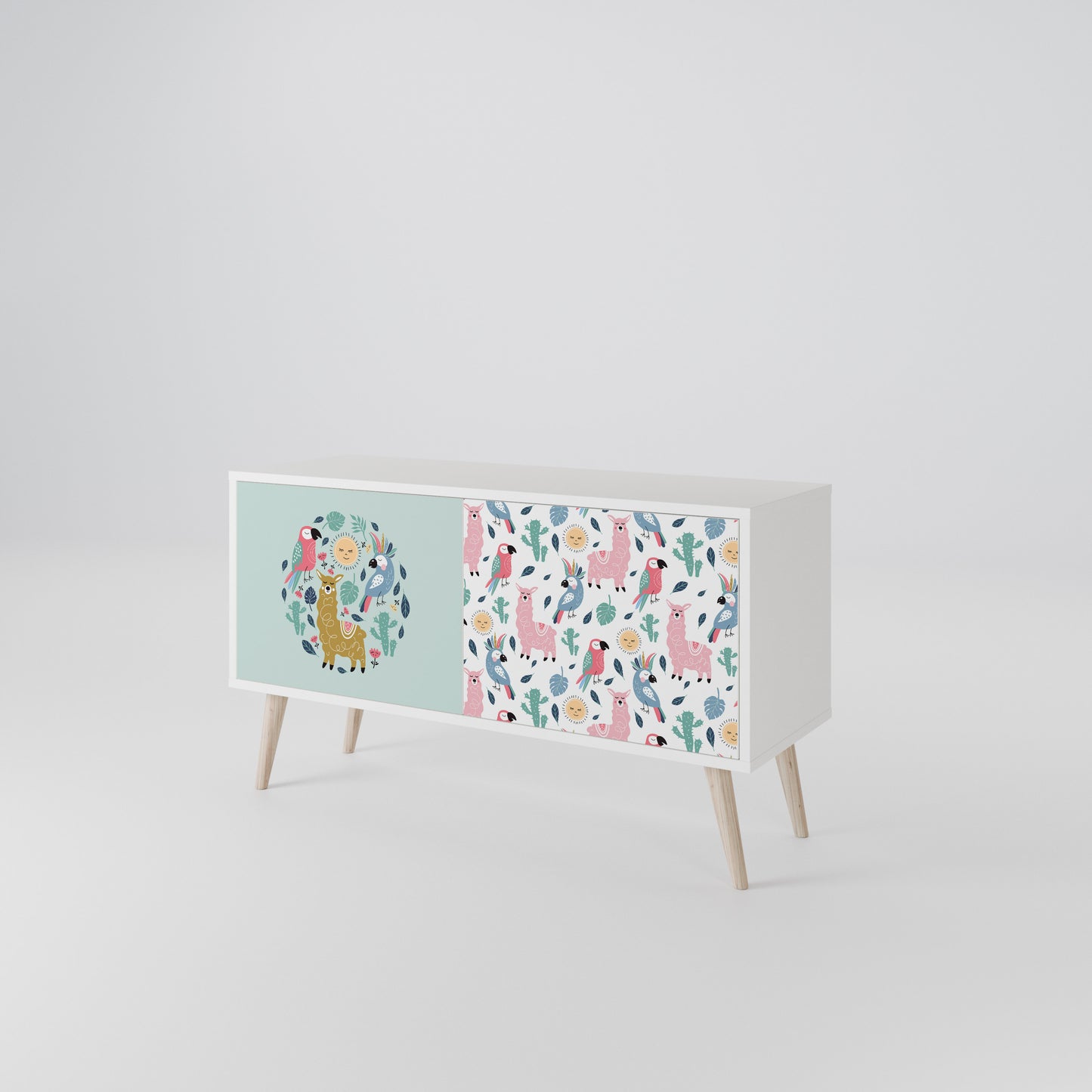 COLORFUL ALPACAS Kompakt TV-bänk med 2 dörrar