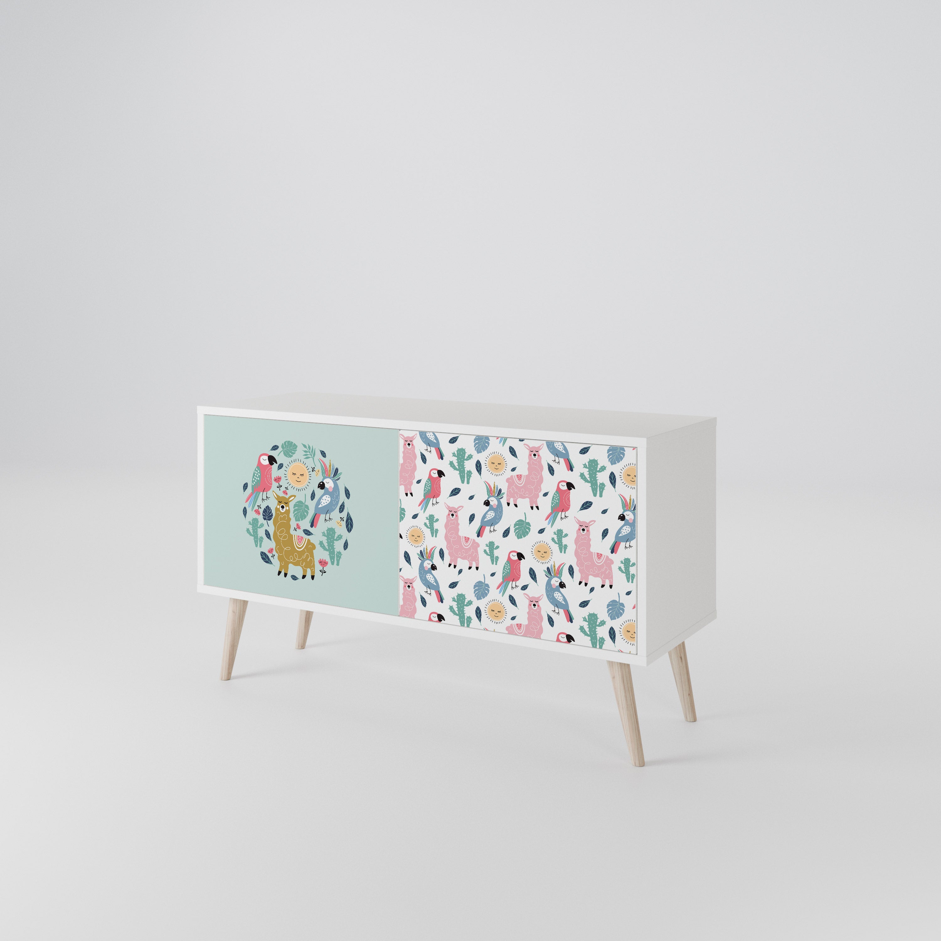 COLORFUL ALPACAS Kompakt TV-bänk med 2 dörrar