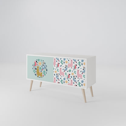 COLORFUL ALPACAS Kompakt TV-bänk med 2 dörrar