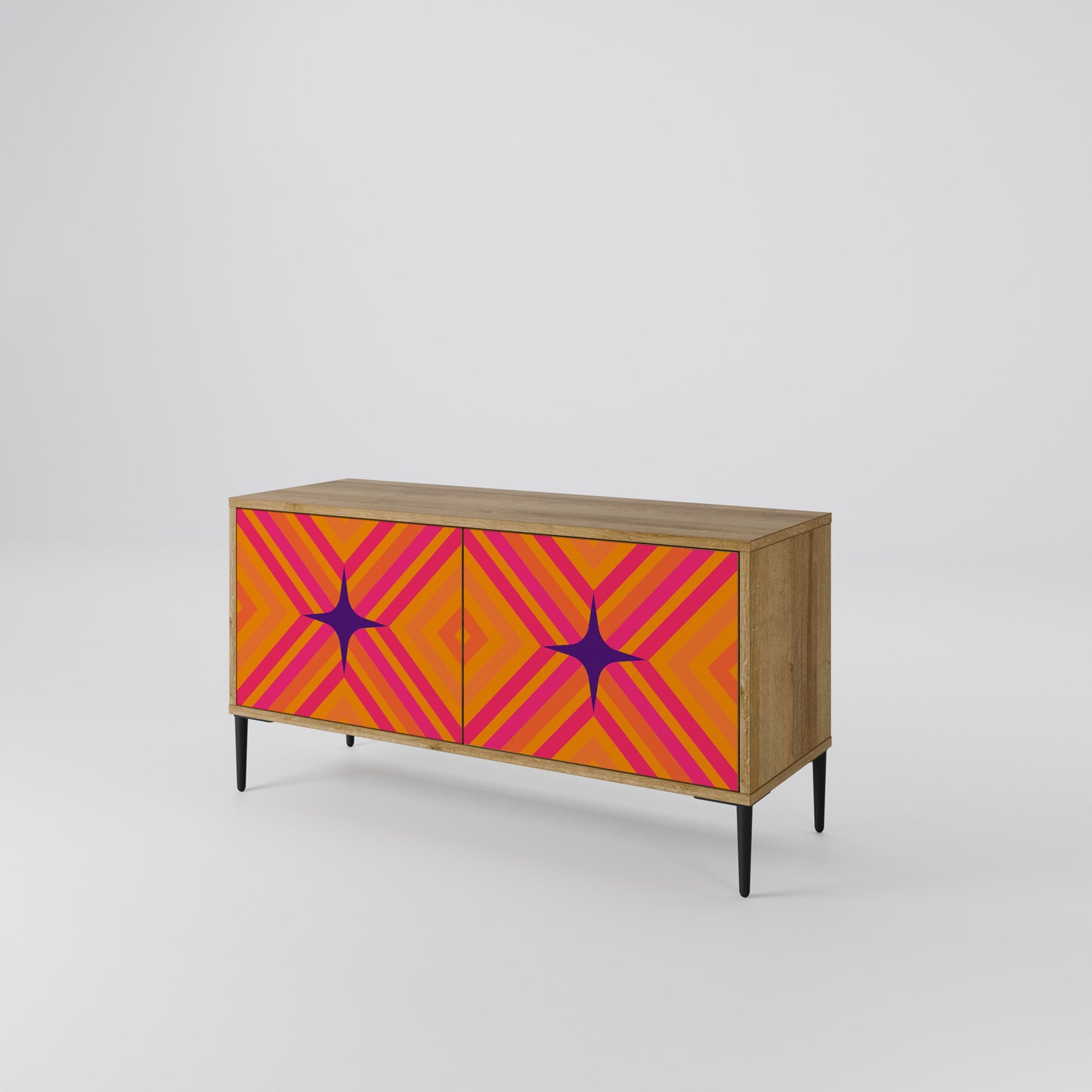 GEOMETRIC BRILLIANCE Kompakt TV-bänk med 2 dörrar