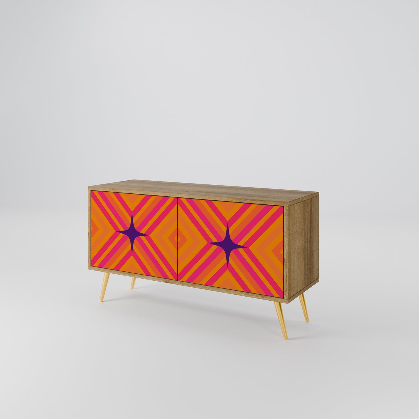 GEOMETRIC BRILLIANCE Kompakt TV-bänk med 2 dörrar