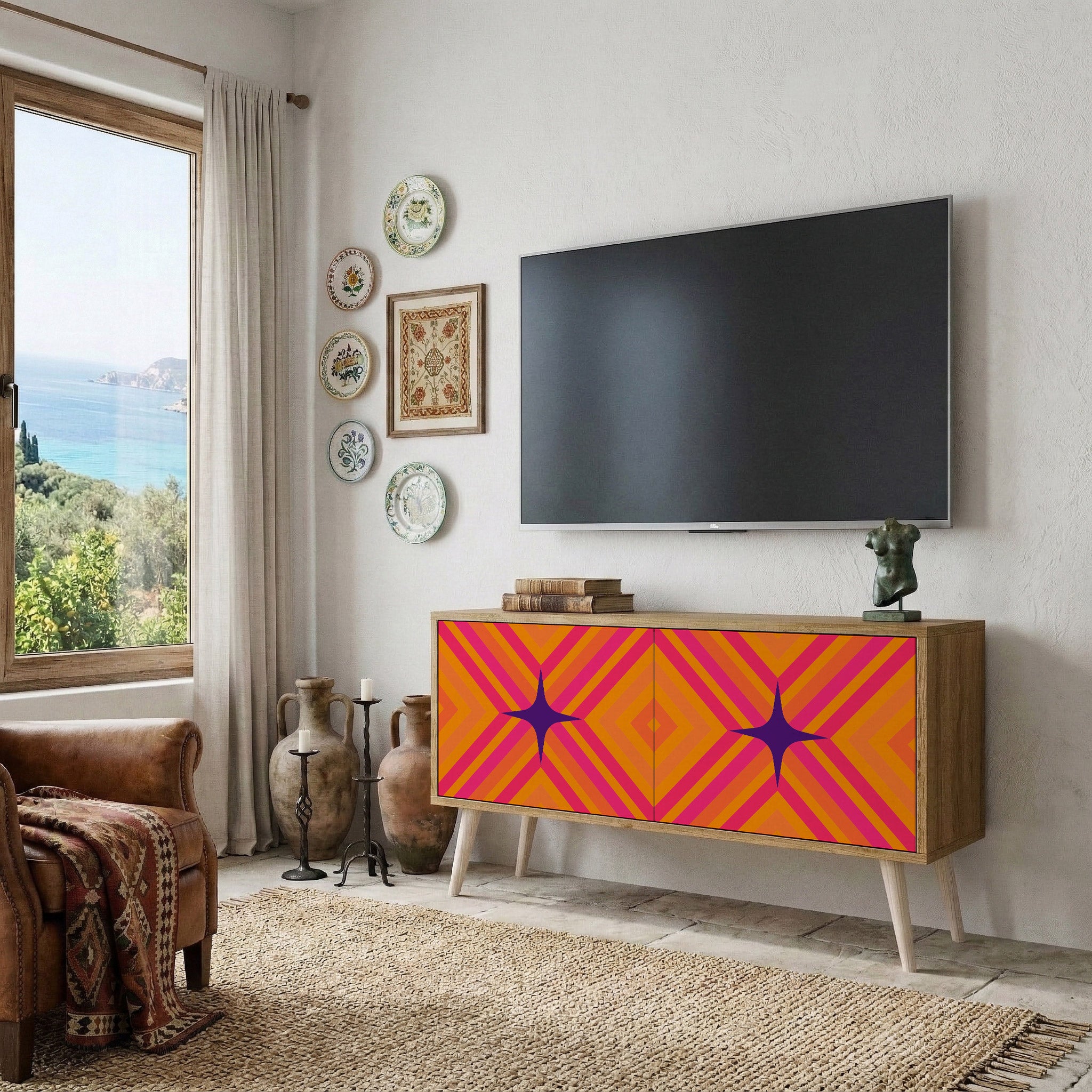 GEOMETRIC BRILLIANCE Compact 2-Door TV Cabinet