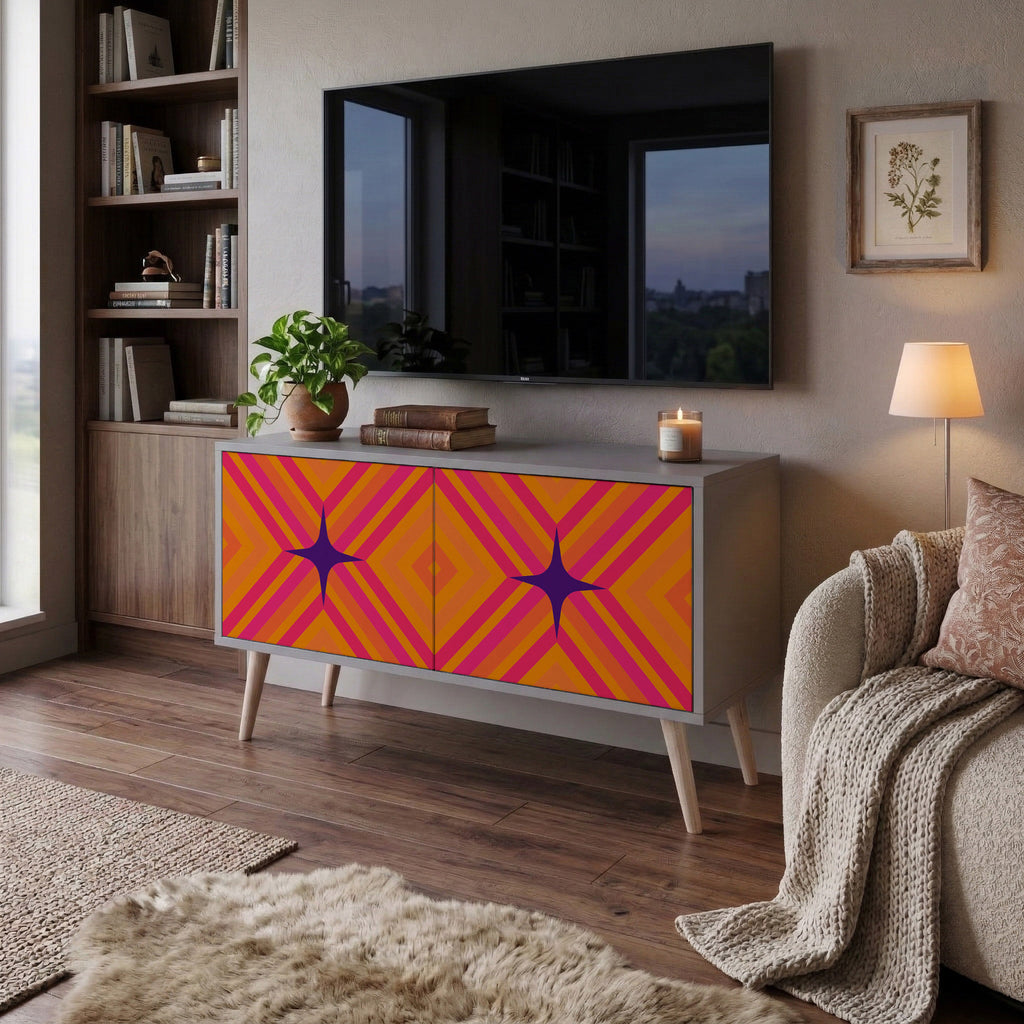 GEOMETRIC BRILLIANCE Kompakt TV-bänk med 2 dörrar