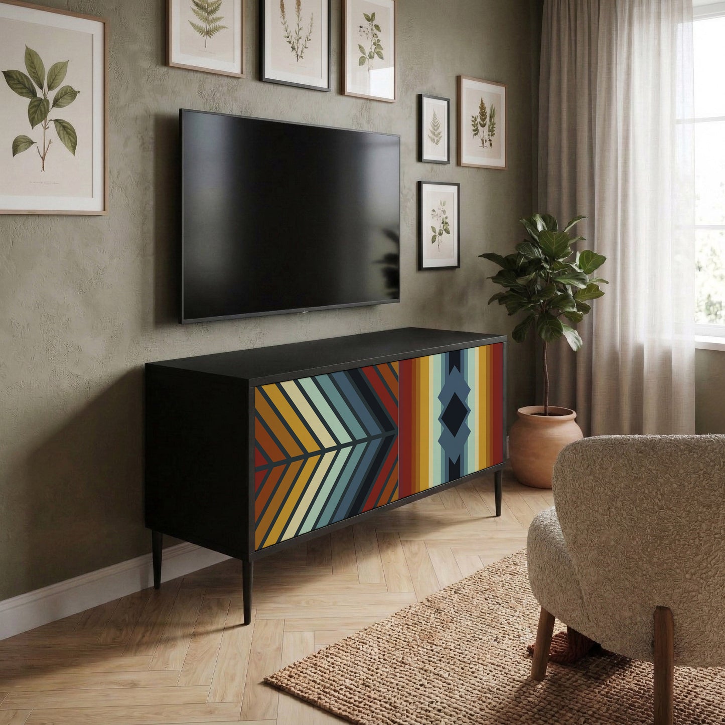 INDIGENOUS ZIGZAG Kompakt TV-bänk med 2 dörrar