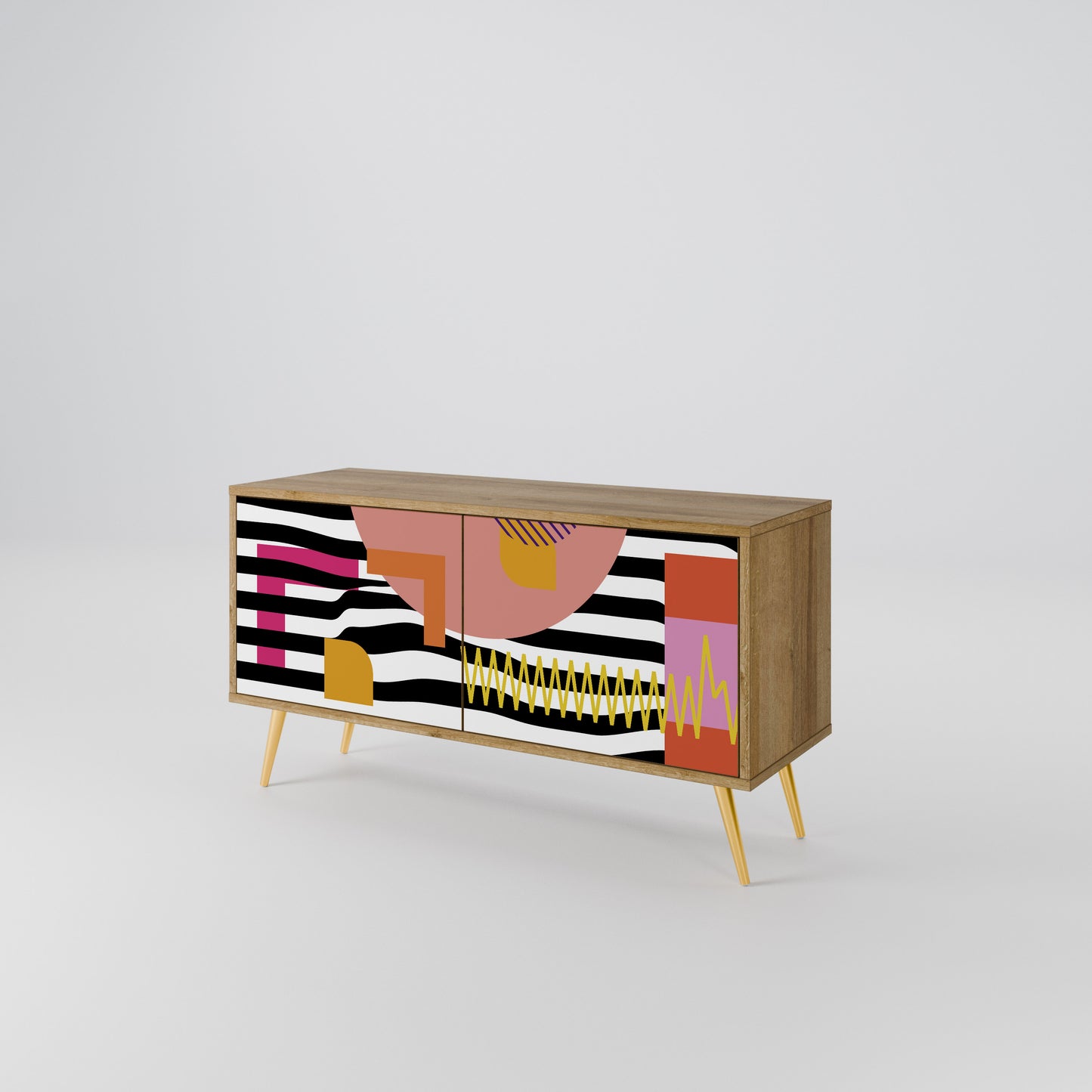 CHROMATIC ABSTRACT Kompakt TV-bänk med 2 dörrar