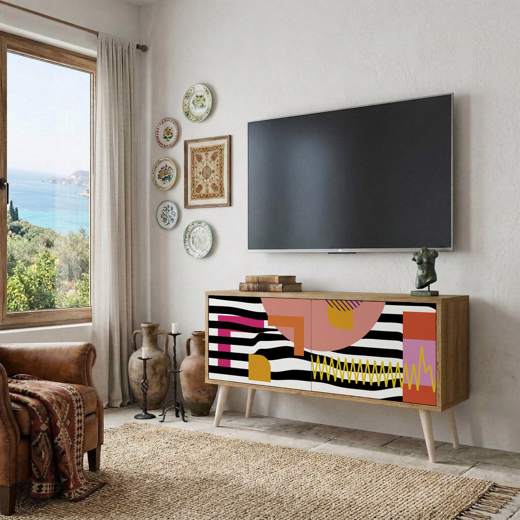 CHROMATIC ABSTRACT Kompakt TV-bänk med 2 dörrar