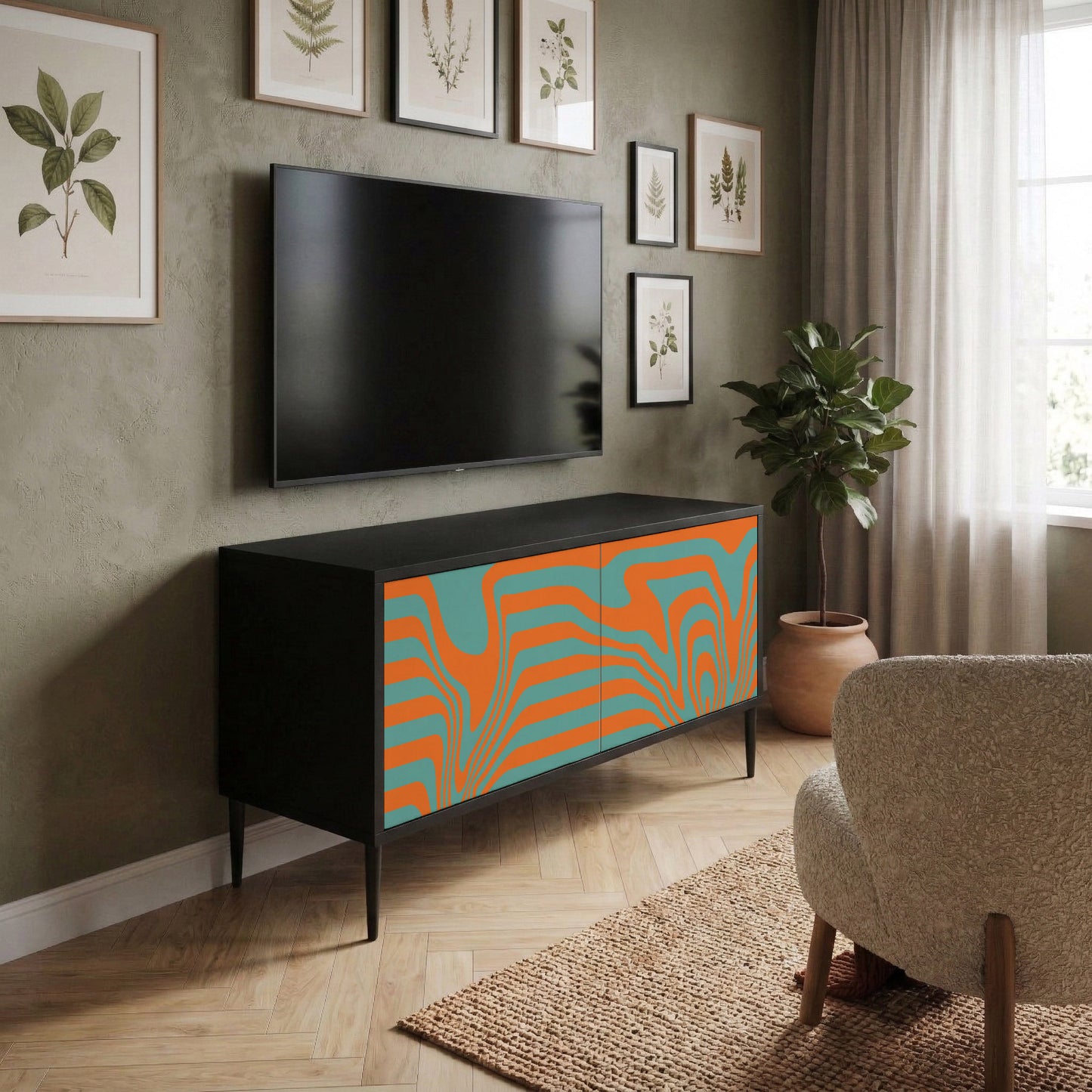 LINE COLLAPSE Kompakt TV-bänk med 2 dörrar
