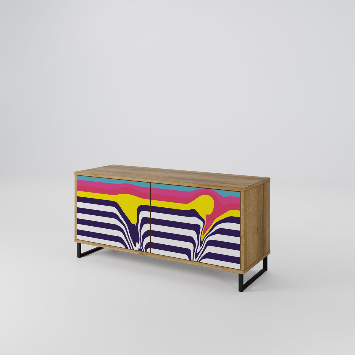 COLORFUL DIVERSION Kompakt TV-bänk med 2 dörrar