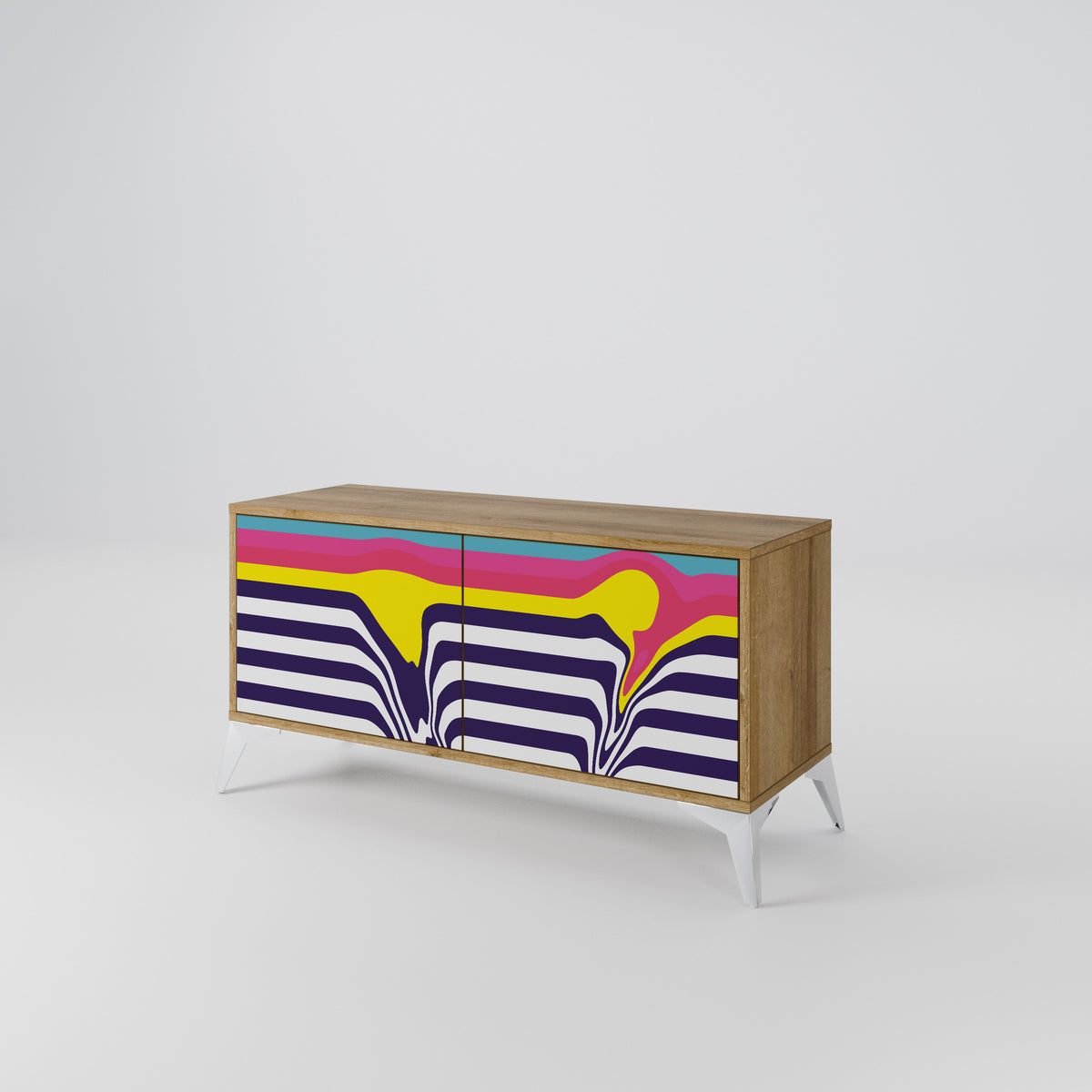 COLORFUL DIVERSION Kompakt TV-bänk med 2 dörrar