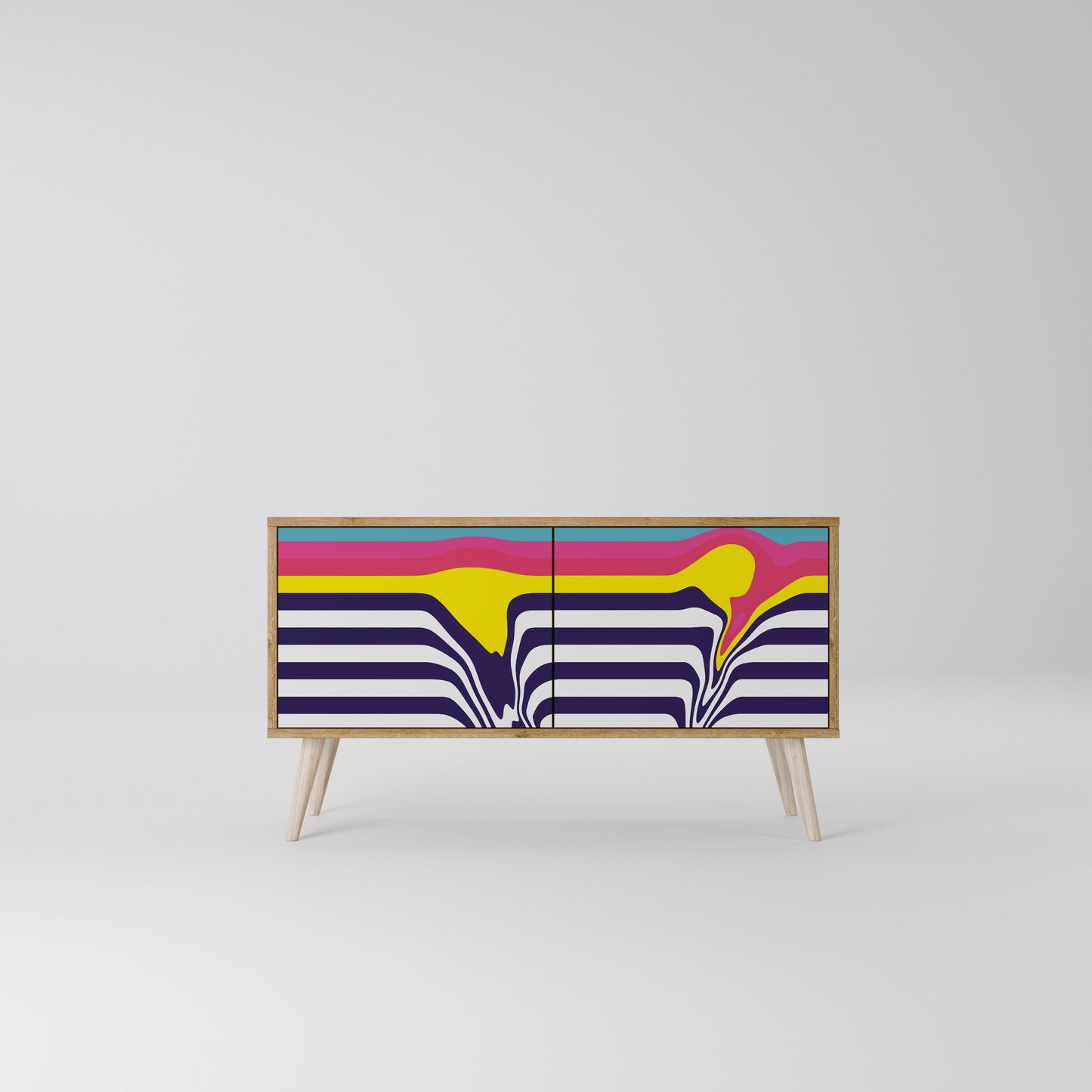 COLORFUL DIVERSION Kompakt TV-bänk med 2 dörrar