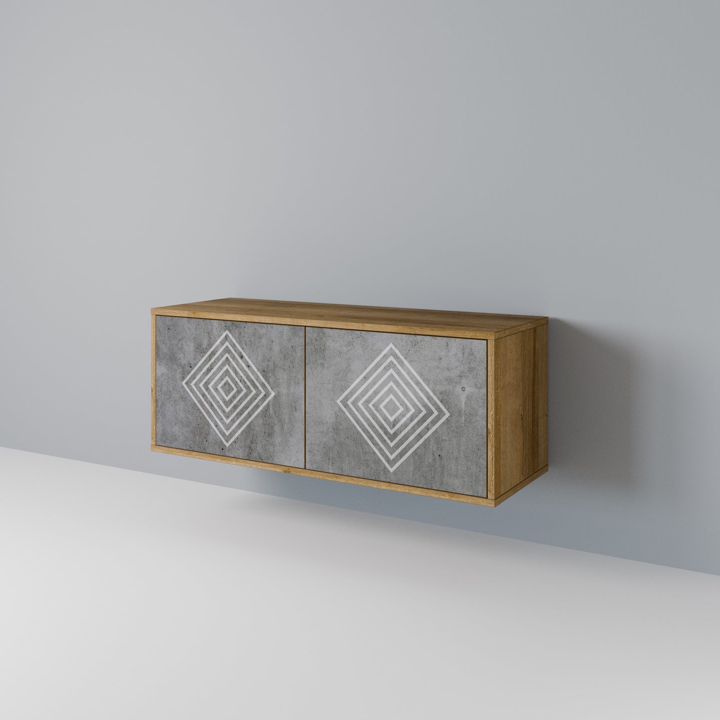 POLYGONAL ARTISTRY Kompakt TV-bänk med 2 dörrar