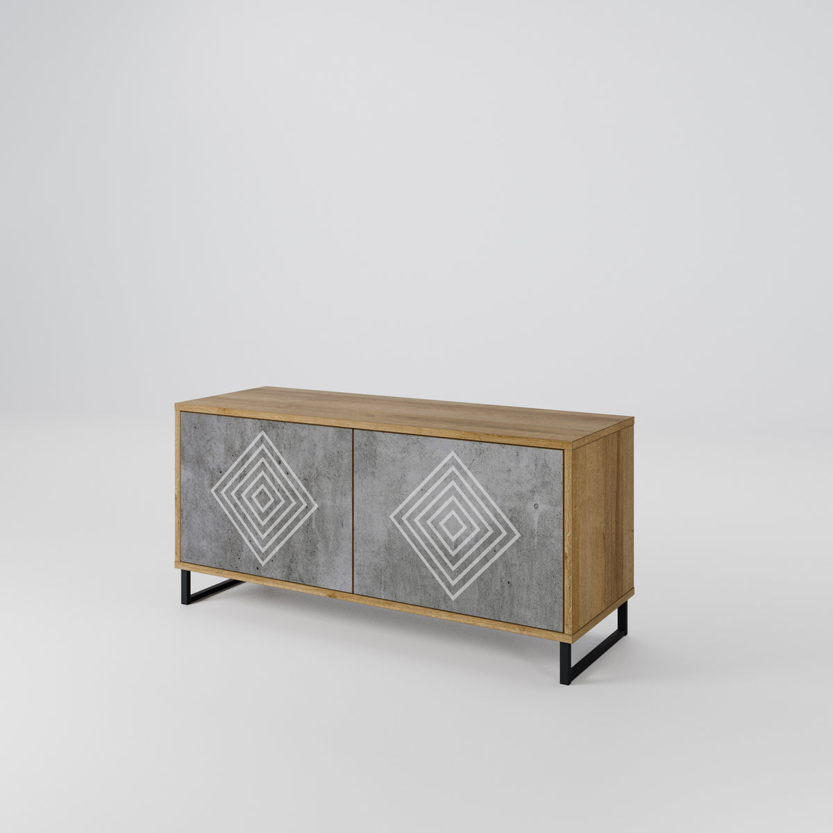 POLYGONAL ARTISTRY Kompakt TV-bänk med 2 dörrar