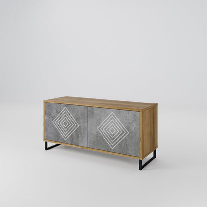POLYGONAL ARTISTRY Kompakt TV-bänk med 2 dörrar