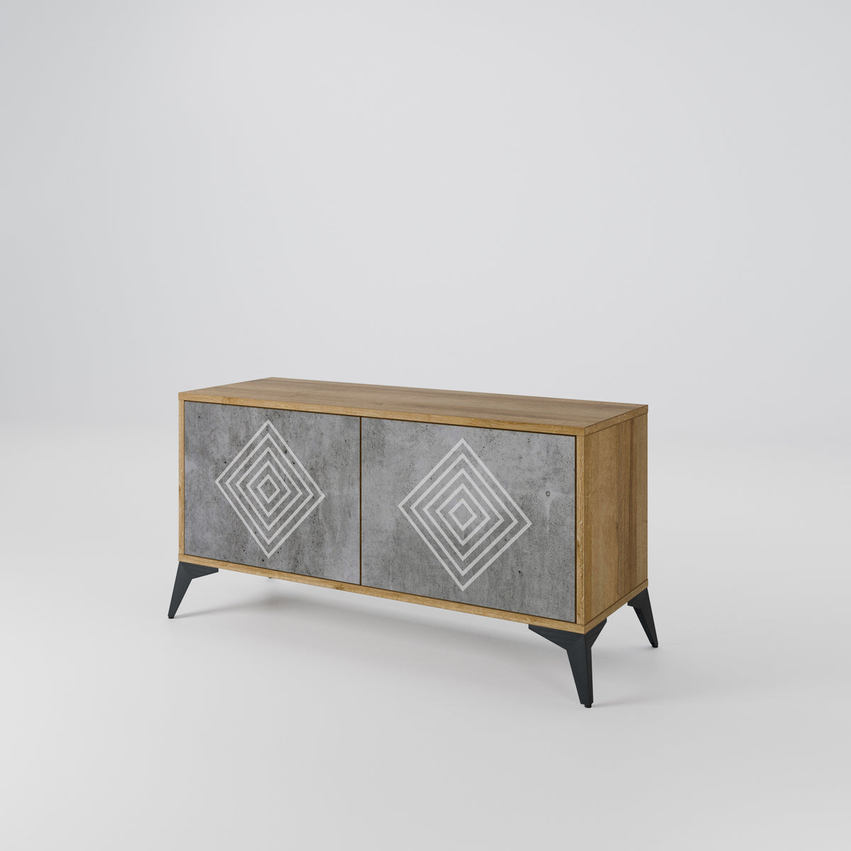 POLYGONAL ARTISTRY Kompakt TV-bänk med 2 dörrar